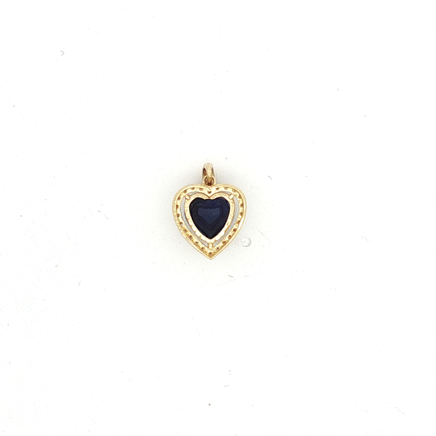 Yellow Gold Heart-Shaped Deep Blue Sapphire Halo Pendant