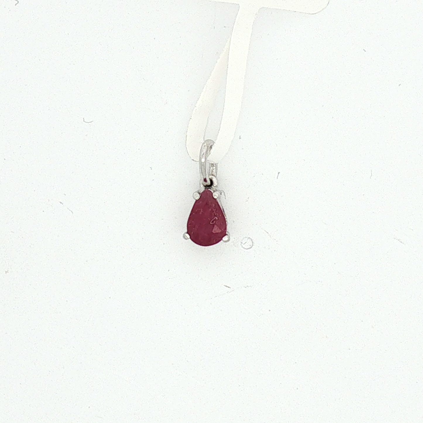 Pear-Shaped Ruby Pendant in White Gold