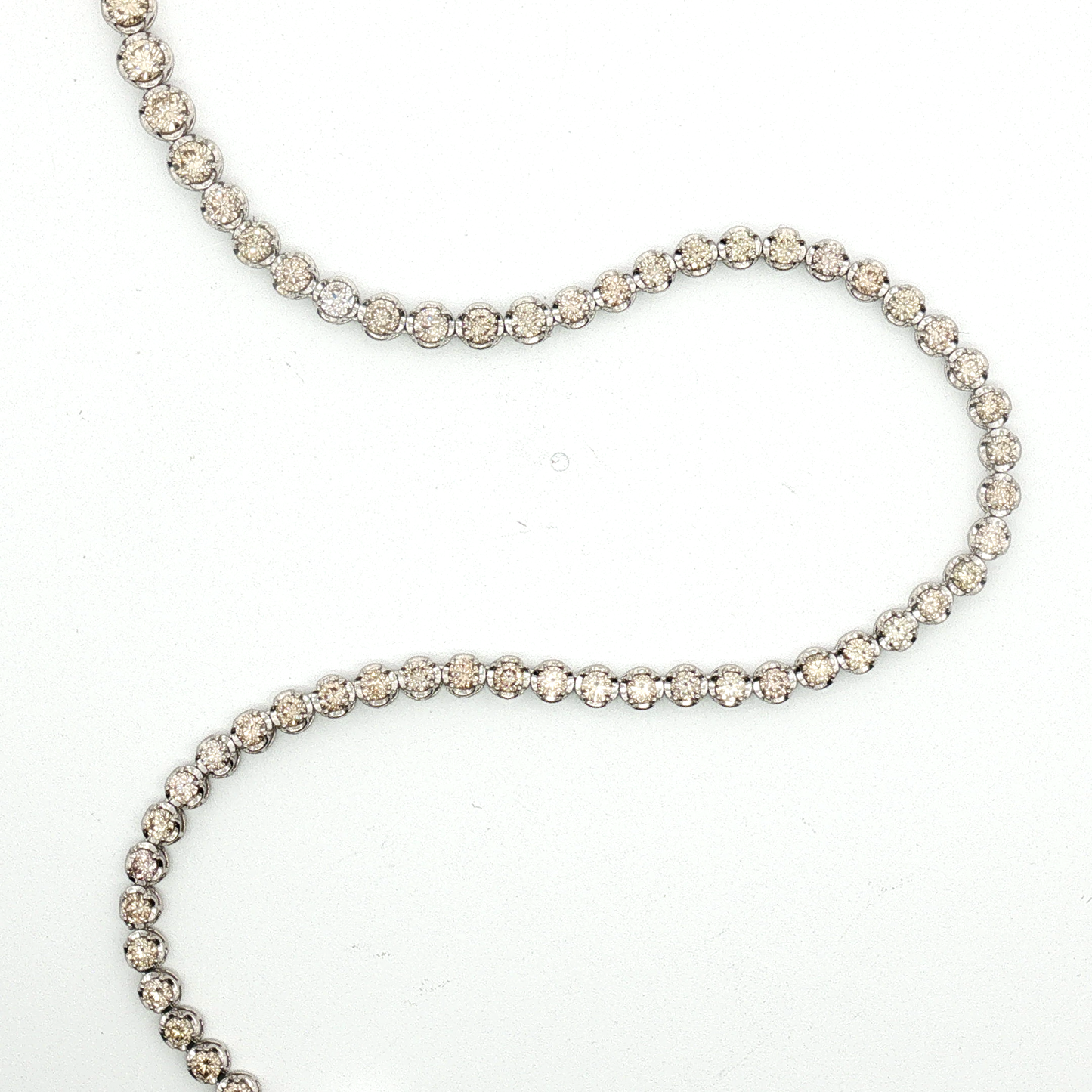 Bezel-Set Diamond Tennis Necklace in White Gold
