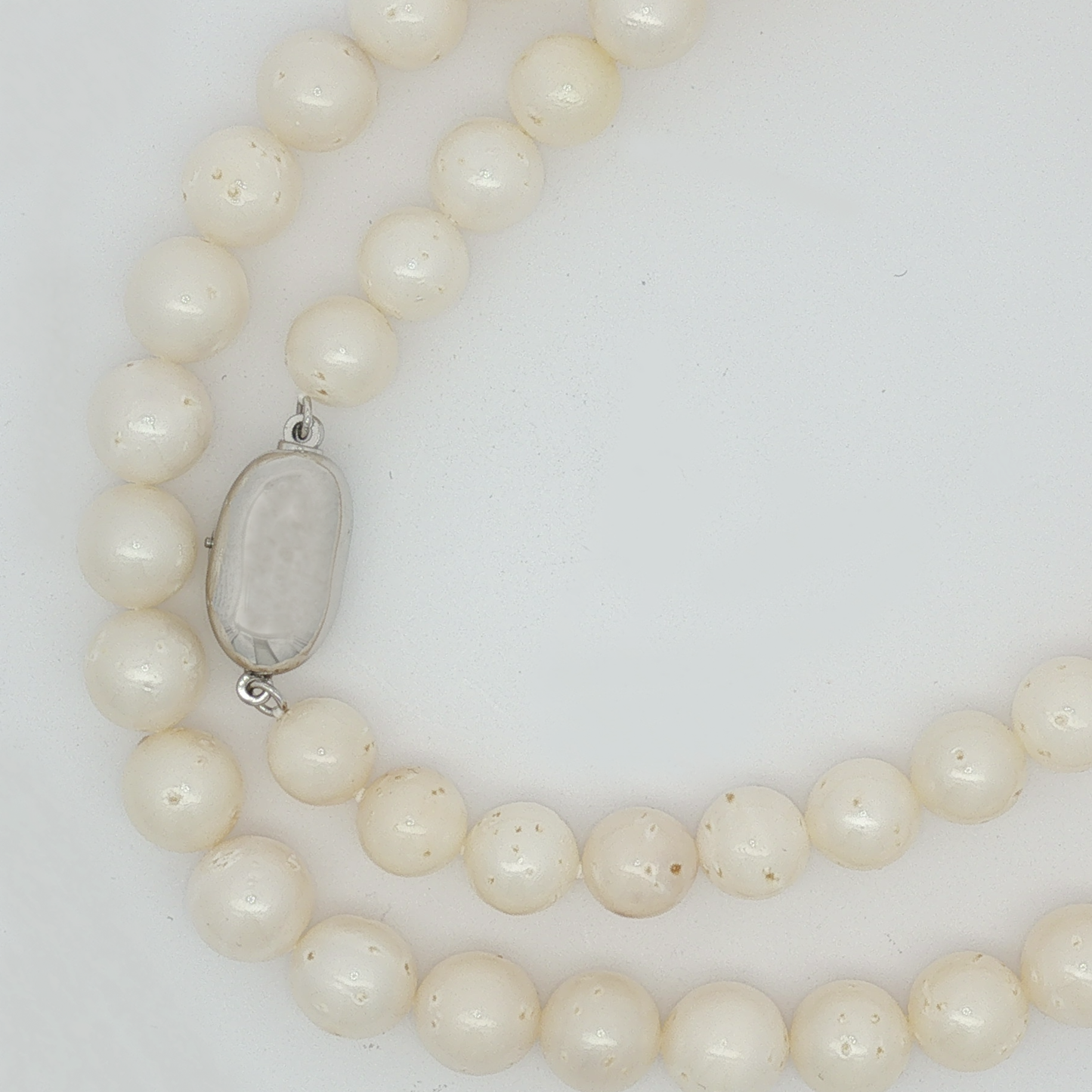 White Coral Beaded Necklace with Silver Clasp