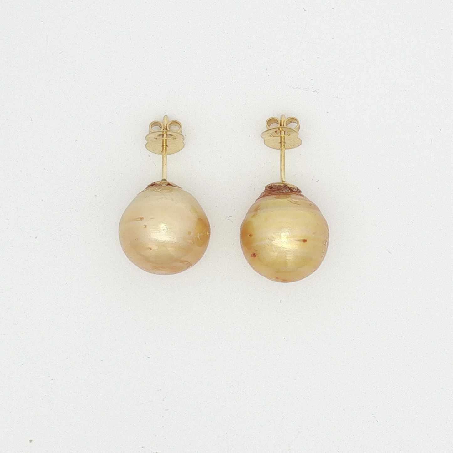 Yellow Gold Pearl Stud Earrings