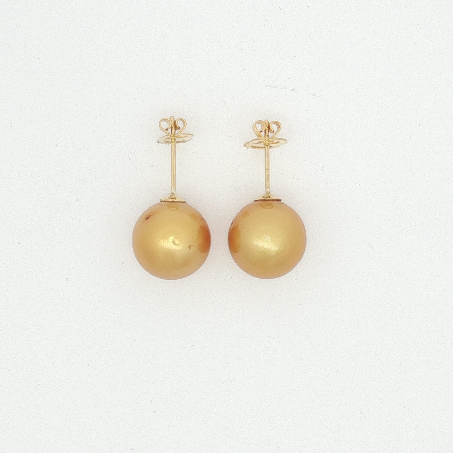 Golden Pearl Stud Earrings in Yellow Gold
