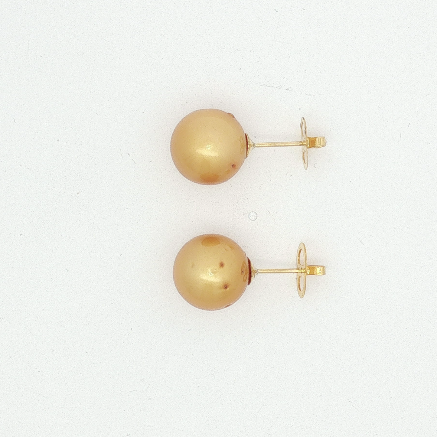 Golden Pearl Stud Earrings in Yellow Gold