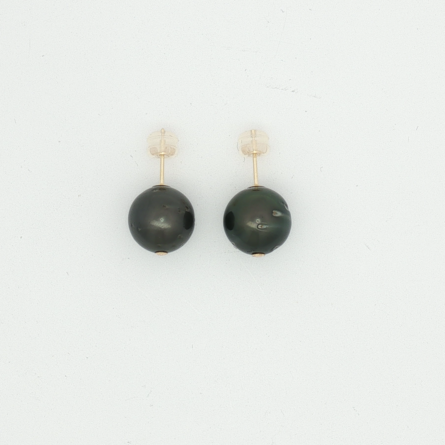 Yellow Gold Dark Pearl Stud Earrings