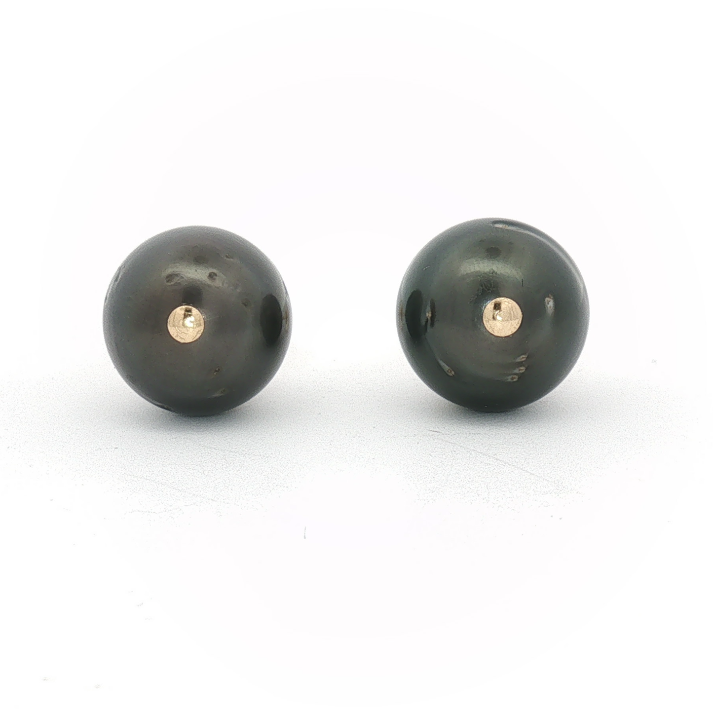 Yellow Gold Dark Pearl Stud Earrings