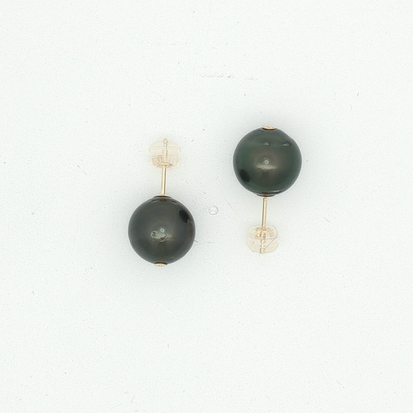 Yellow Gold Dark Pearl Stud Earrings