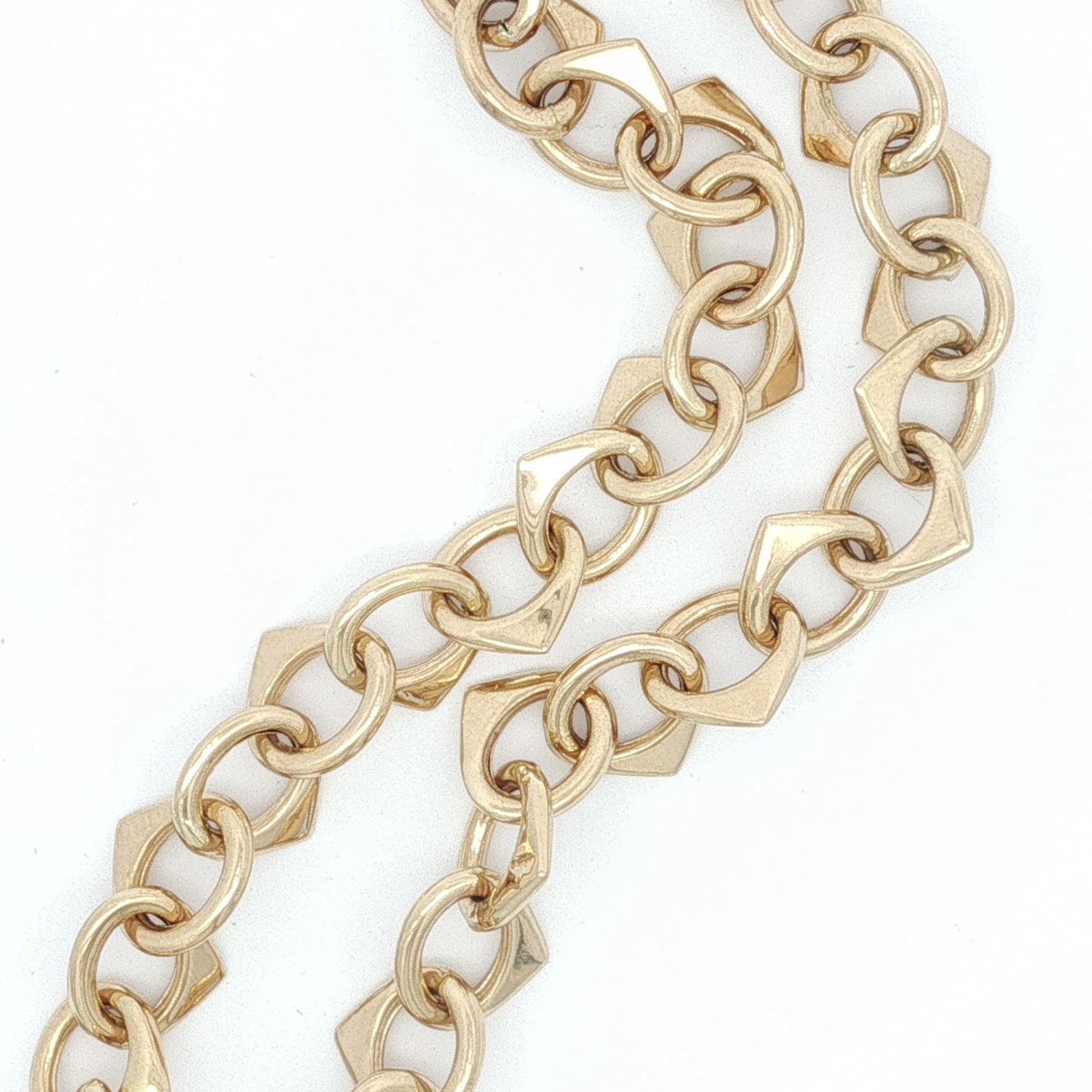 Alternating Geometric Link Chain Necklace in Yellow Gold