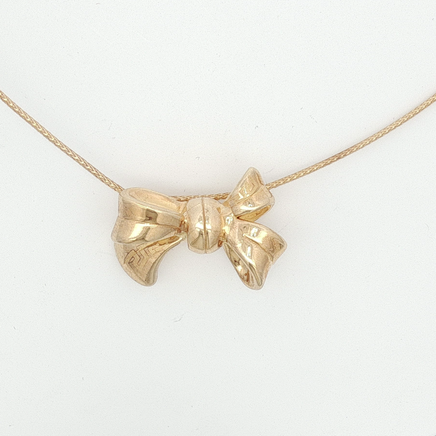 Yellow Gold Bow Charm Necklace