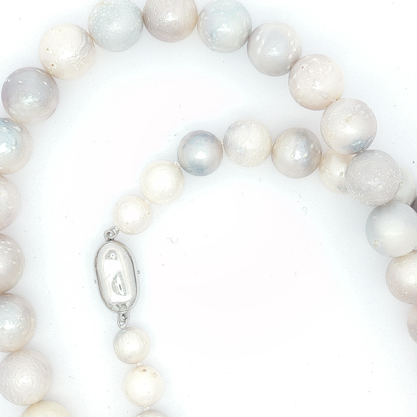 Multi-Tonal Textured Pearl Necklace with White Gold Clasp