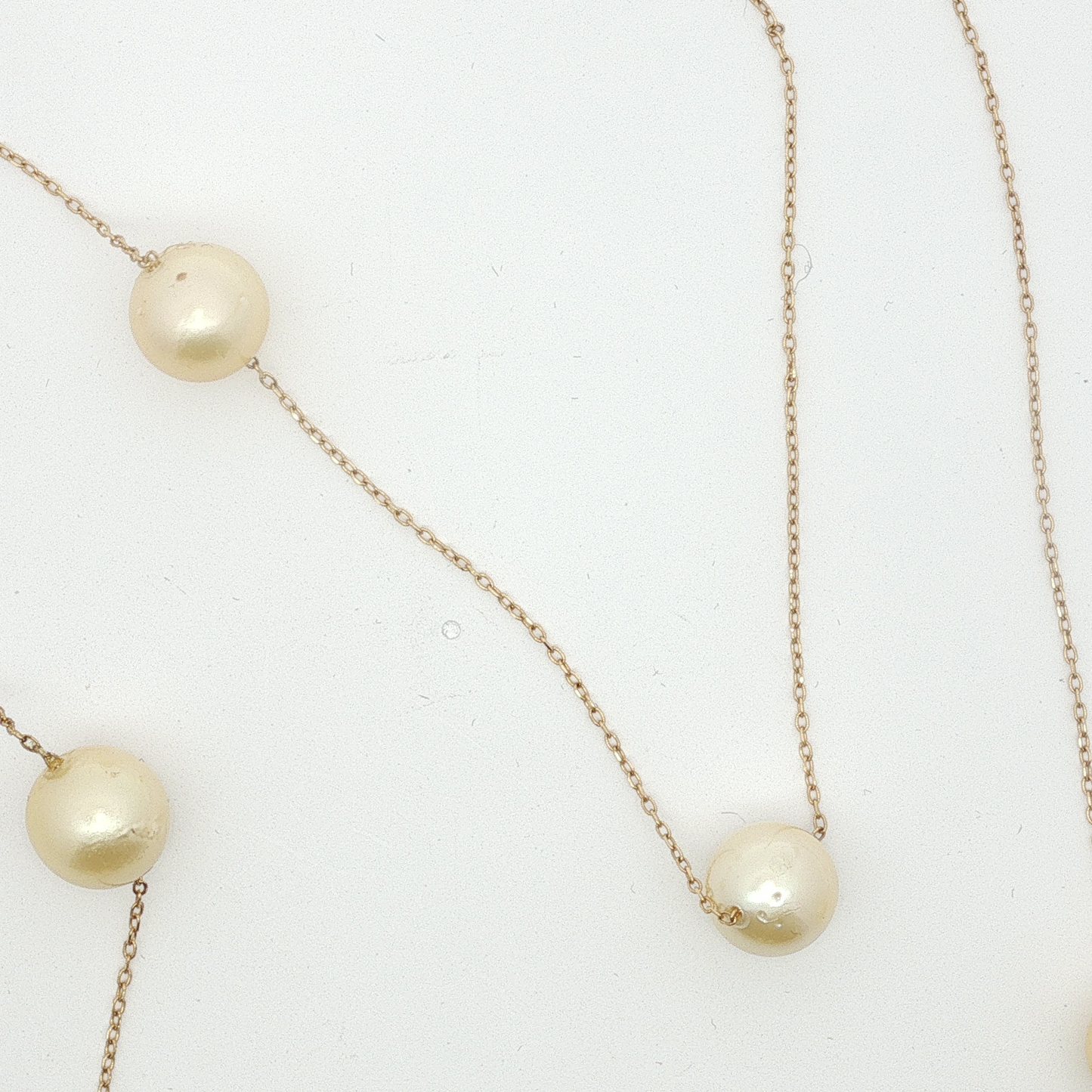Classic Pearl Station Necklace in Yellow Gold