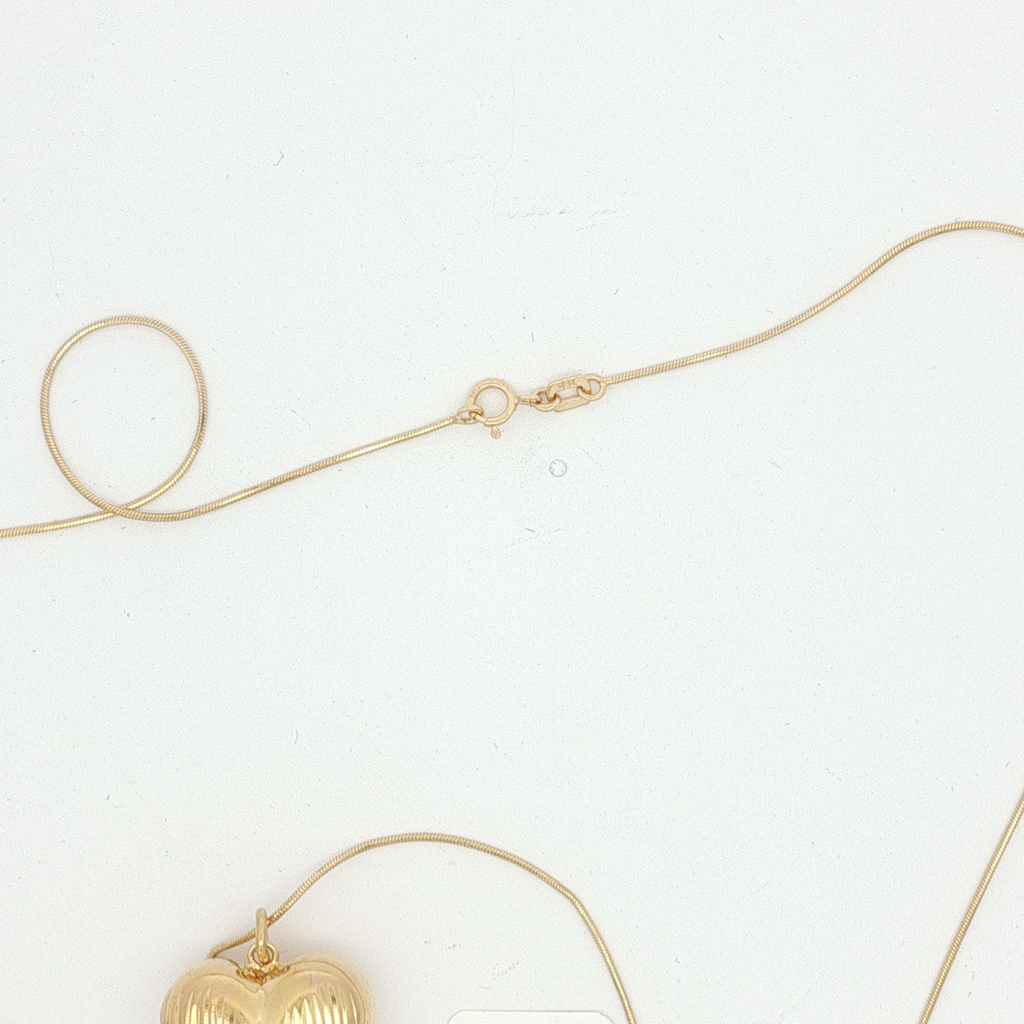 Yellow Gold Textured Puffed Heart Pendant Necklace