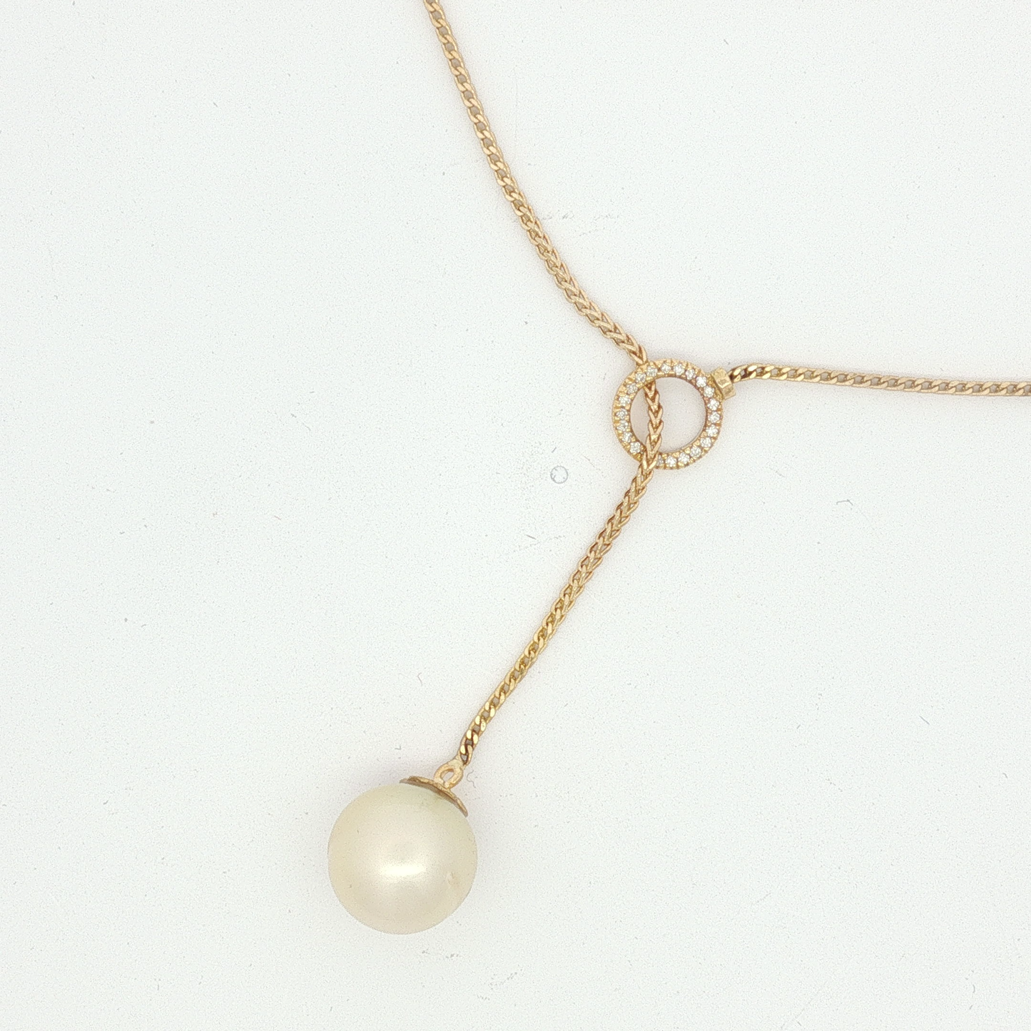 Yellow Gold Pearl Drop Lariat Necklace