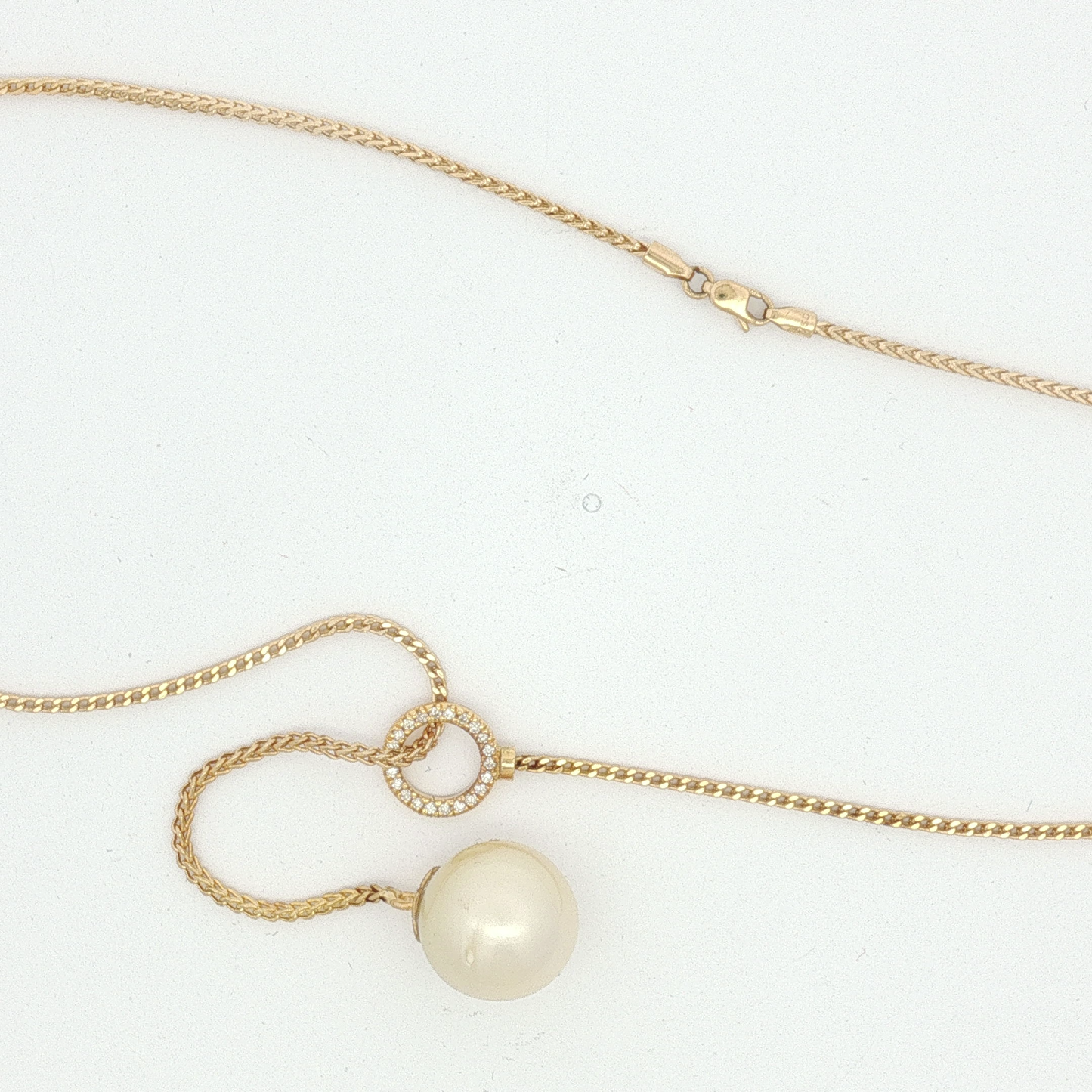 Yellow Gold Pearl Drop Lariat Necklace