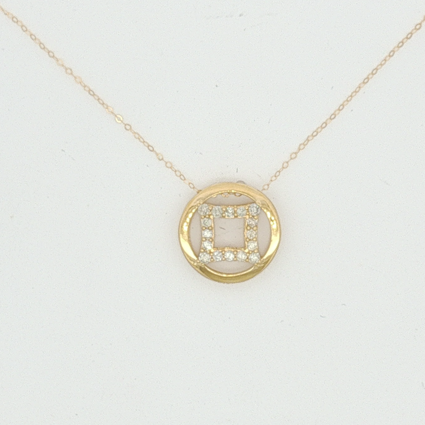 Geometric Diamond Pendant Necklace in Yellow Gold