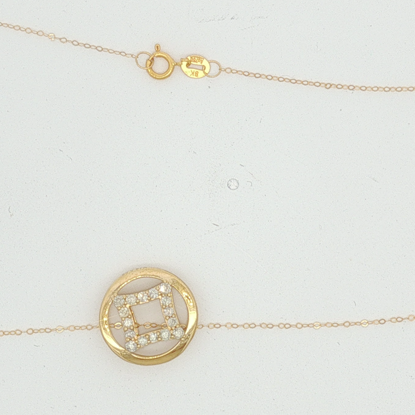 Geometric Diamond Pendant Necklace in Yellow Gold
