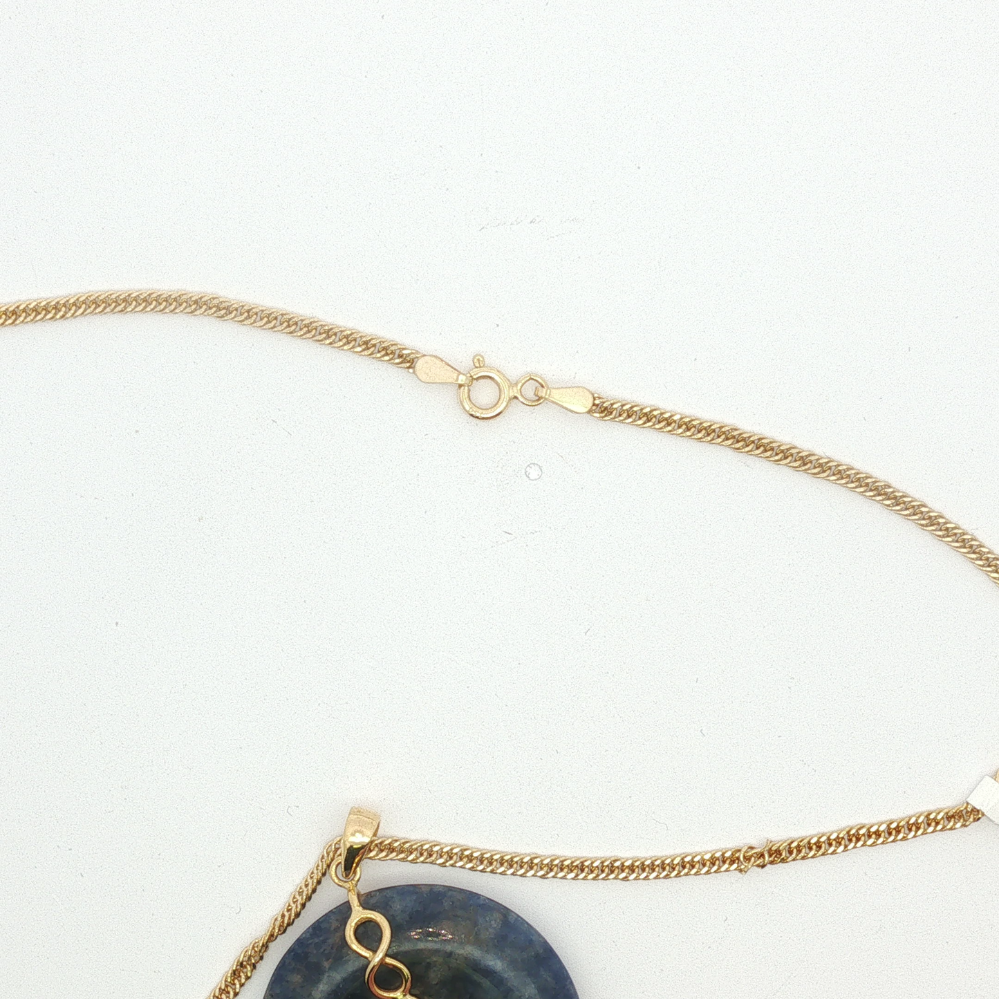 Yellow Gold Lapis Lazuli Charm Necklace with Floral Motif