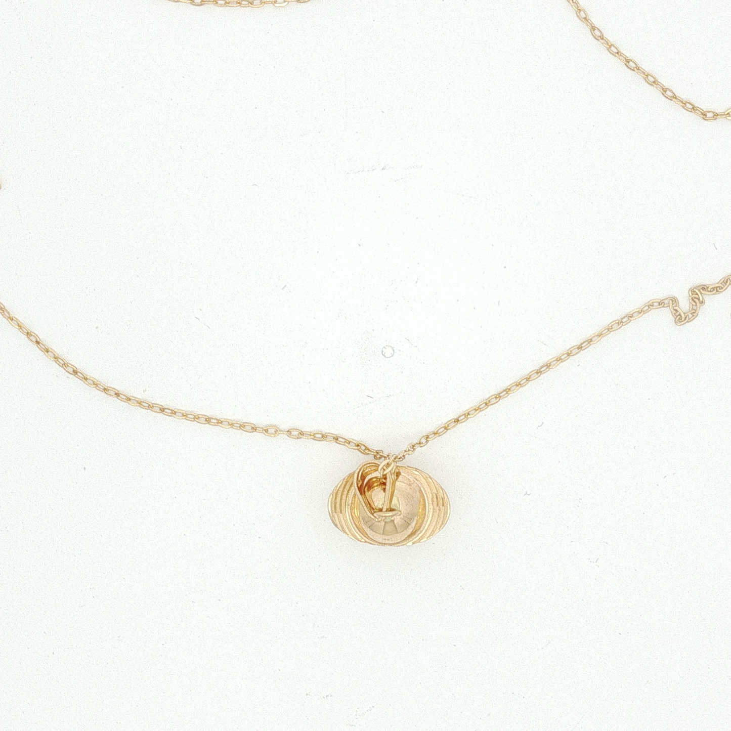Yellow Gold Engraved Wealth Bowl Charm Necklace