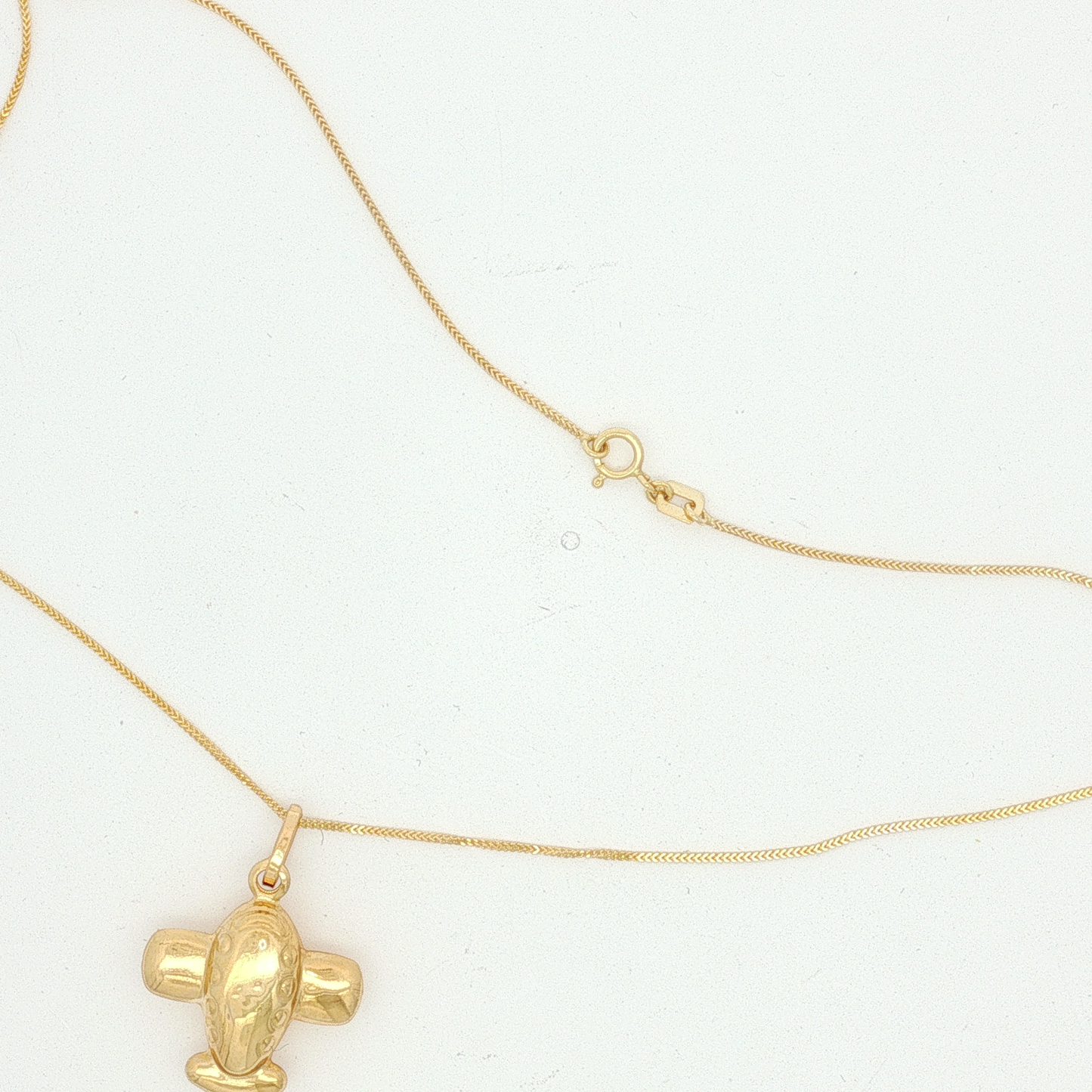 Polished Airplane Charm Necklace in Yellow Gold