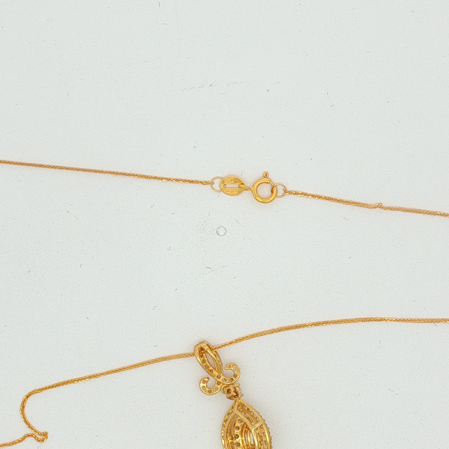 Diamond Fleur-de-Lis Navette Pendant in Yellow Gold