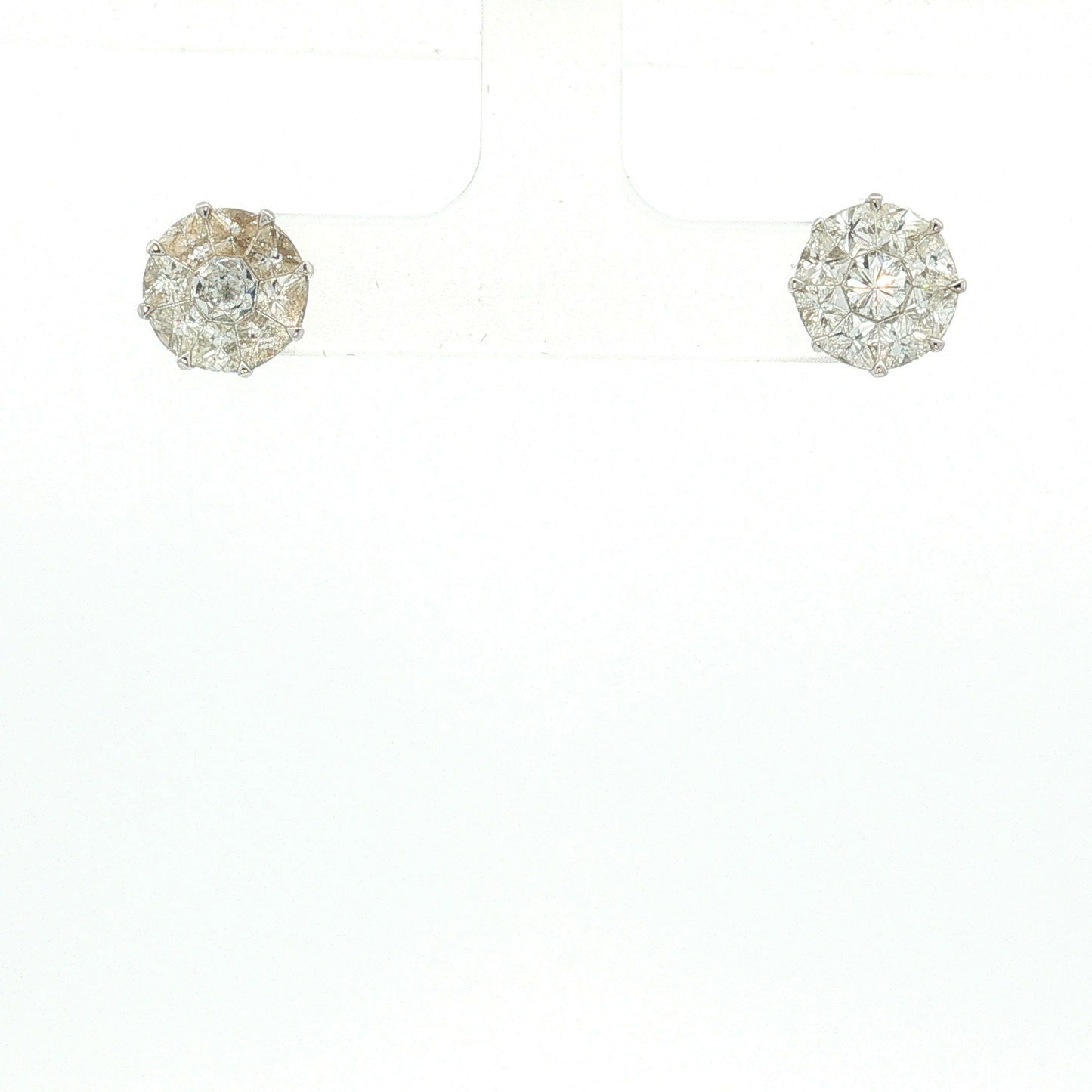 White Gold Diamond Cluster Stud Earrings / RYNA-ABEEEE