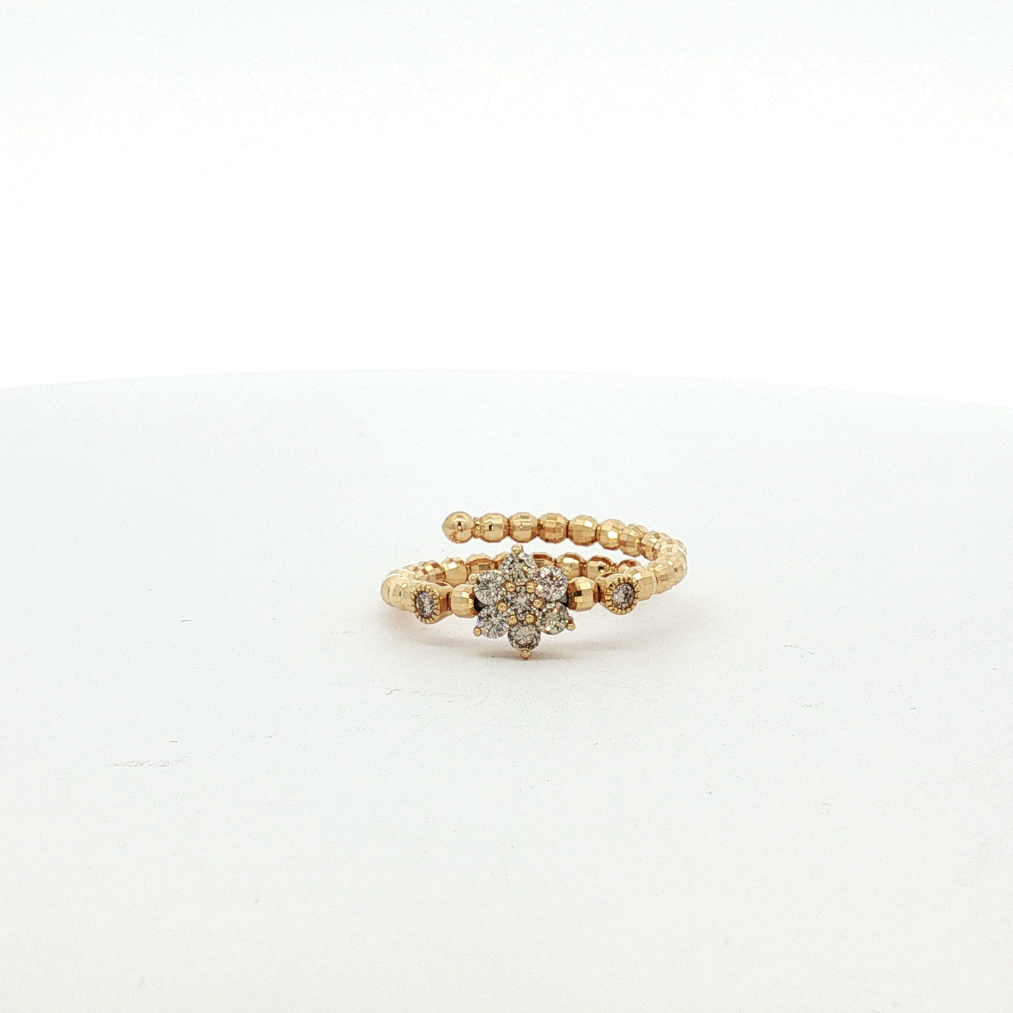 Rose Gold Diamond Floral Cluster Spiral Ring / NLA-SOO