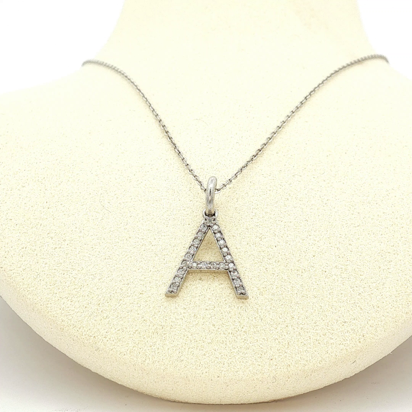 Diamond Initial 'A' Monogram Necklace in White Gold / YE-PG