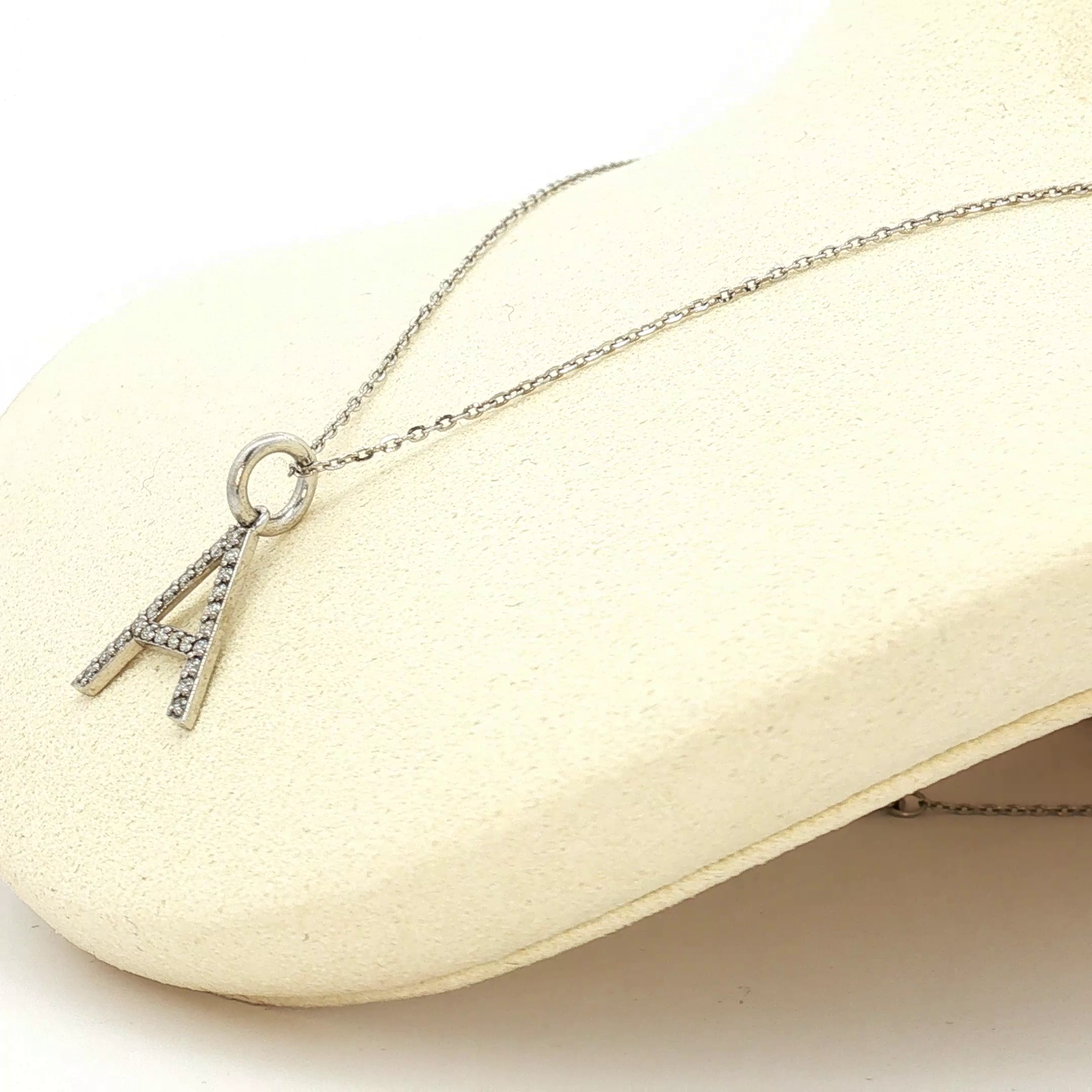 Diamond Initial 'A' Monogram Necklace in White Gold / YE-PG