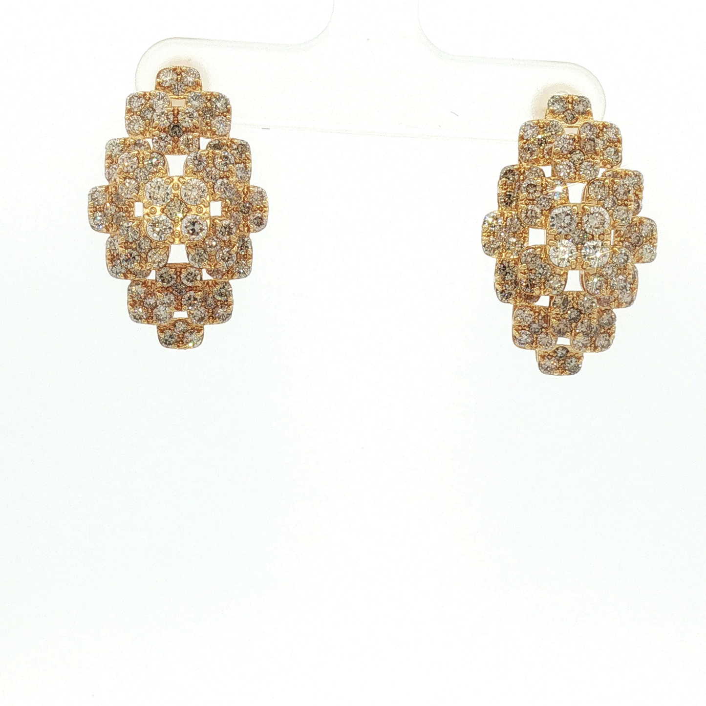 Diamond Cluster Geometric Earrings in Yellow Gold / ABEU-YYEYN