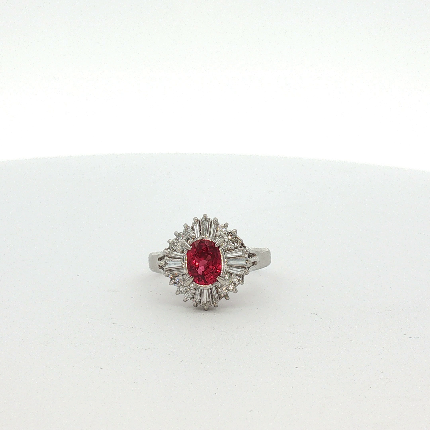 White Gold Oval Ruby Ballerina Cocktail Ring / DEO-NNDEN
