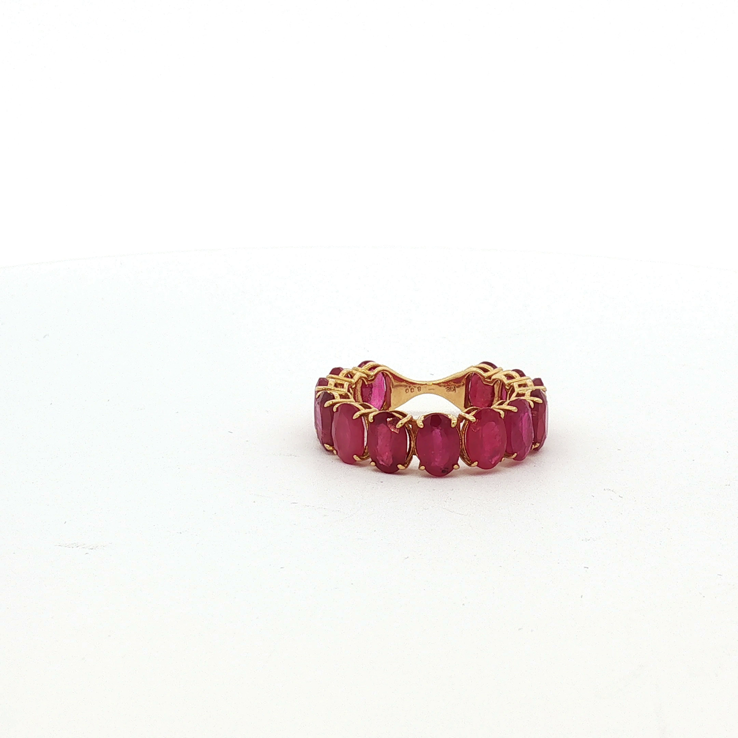 Yellow Gold Oval Red Ruby Eternity Ring / RYL-ADLAL