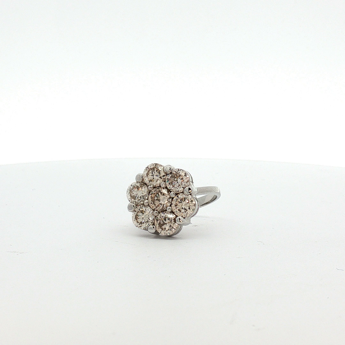 Fancy Brown Diamond Floral Cluster Cocktail Ring in White Gold / OOBL-RLLEEE