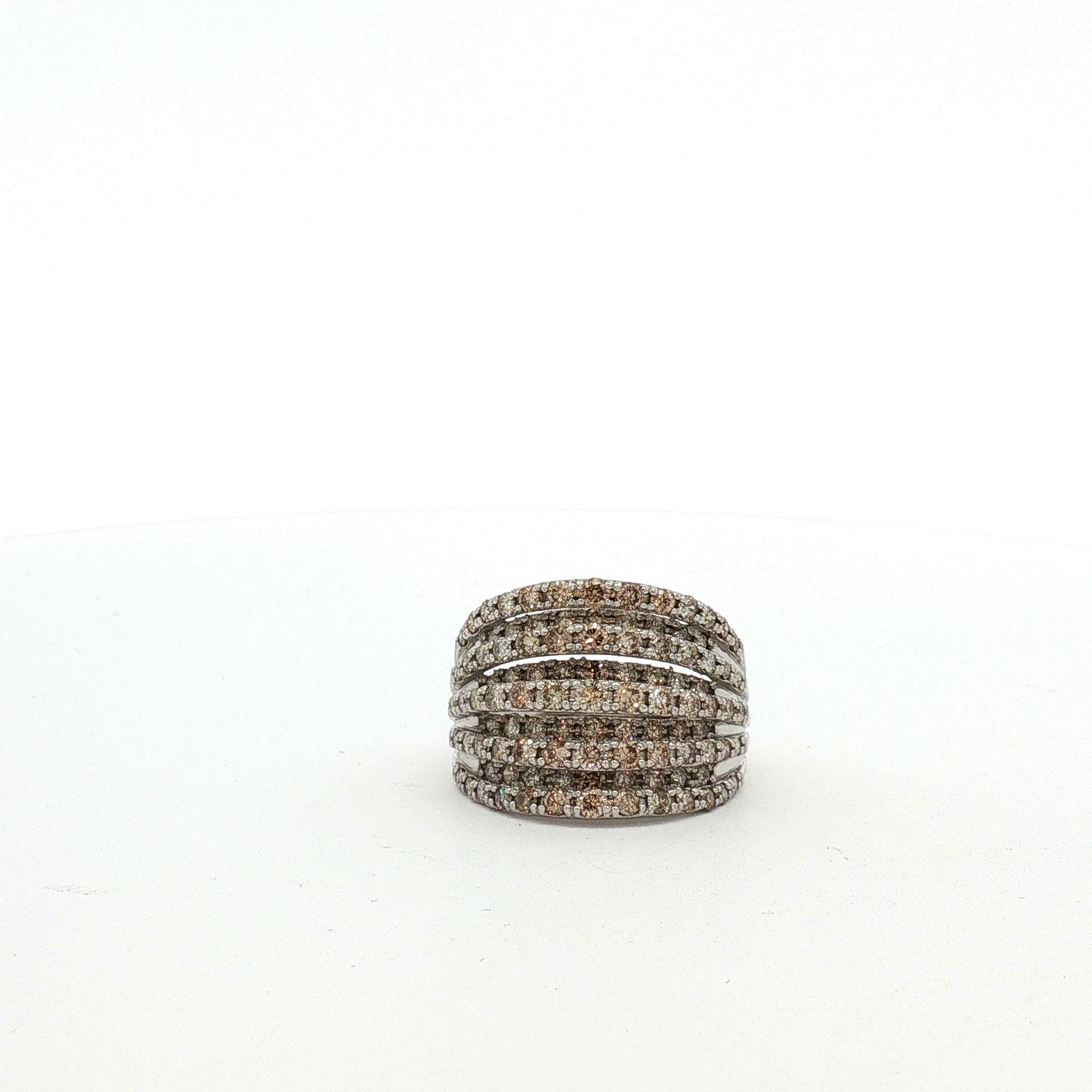Multi-Row Fancy Brown Diamond Band Ring in White Gold / AREE-BEBLL