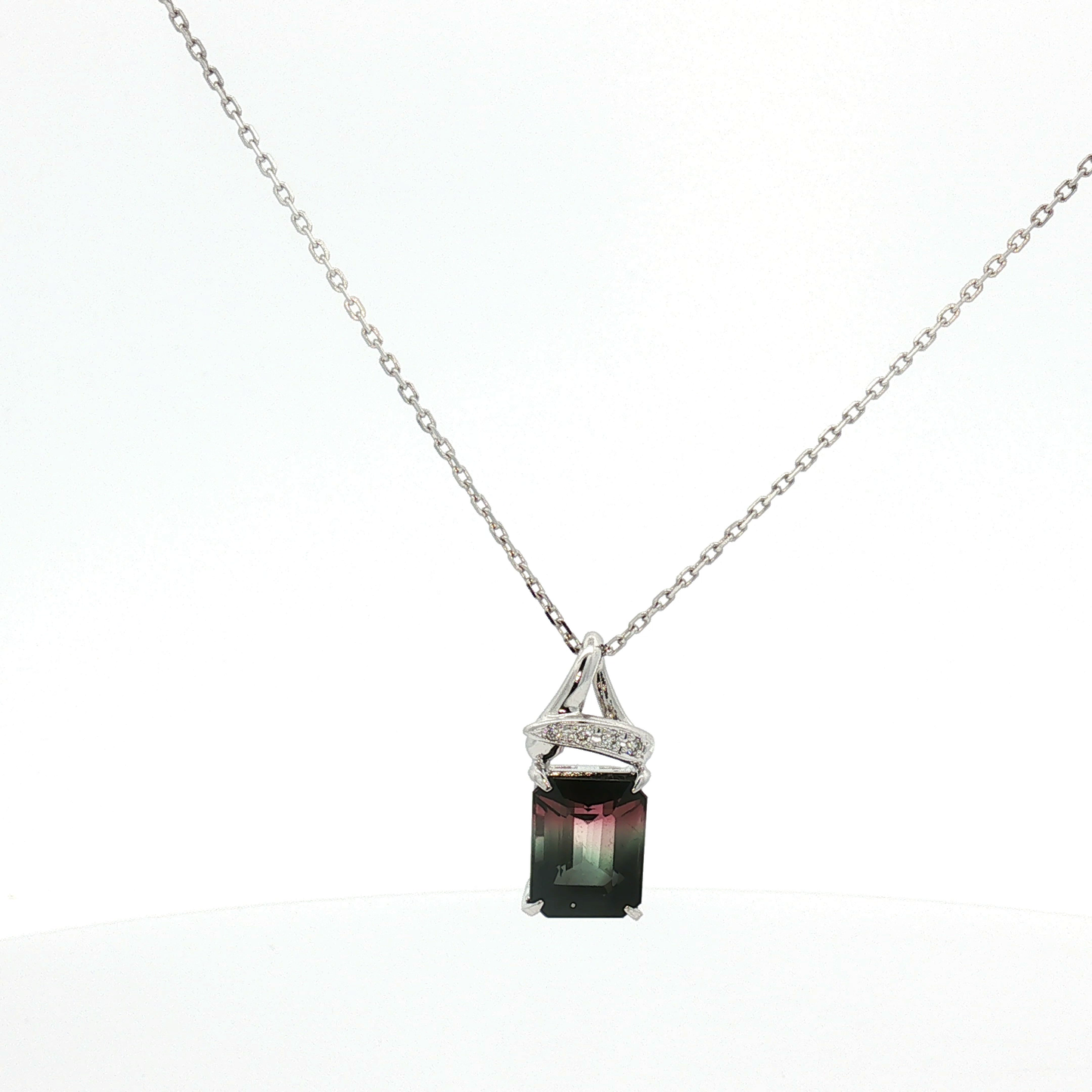 Bi-Color Tourmaline and Diamond Accent White Gold Charm Necklace / NLE-AYLEE