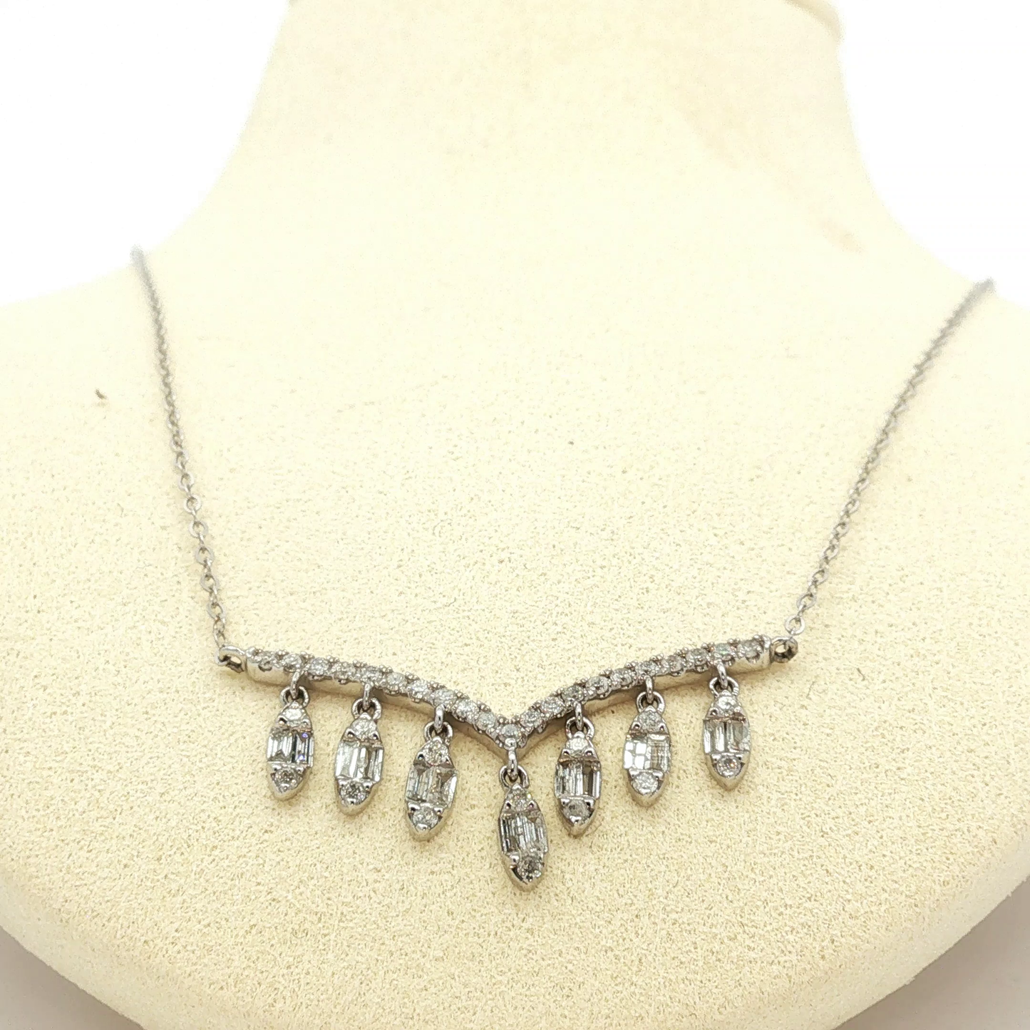 White Gold Diamond Chevron Fringe Necklace / RDR-AOREE
