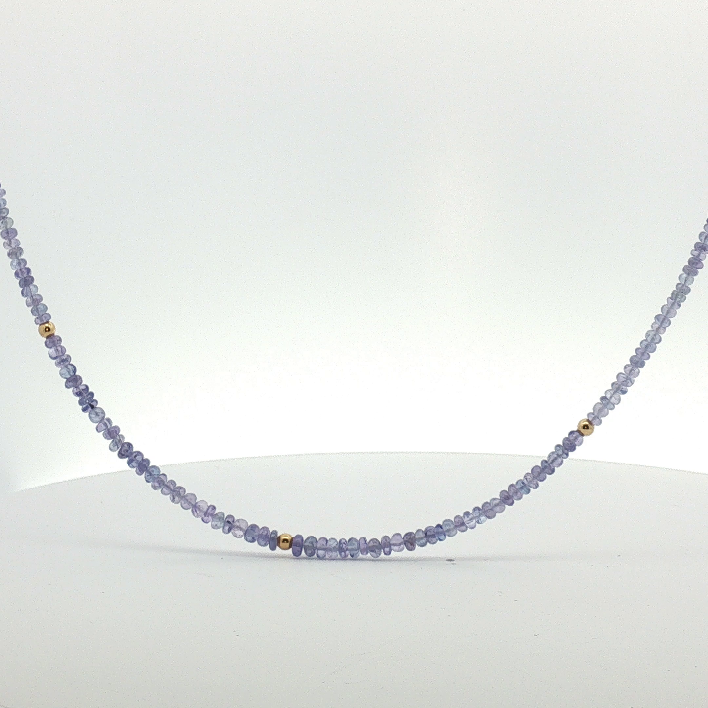 Tanzanite Beaded Necklace with Yellow Gold Accents / ABL-AEOEE