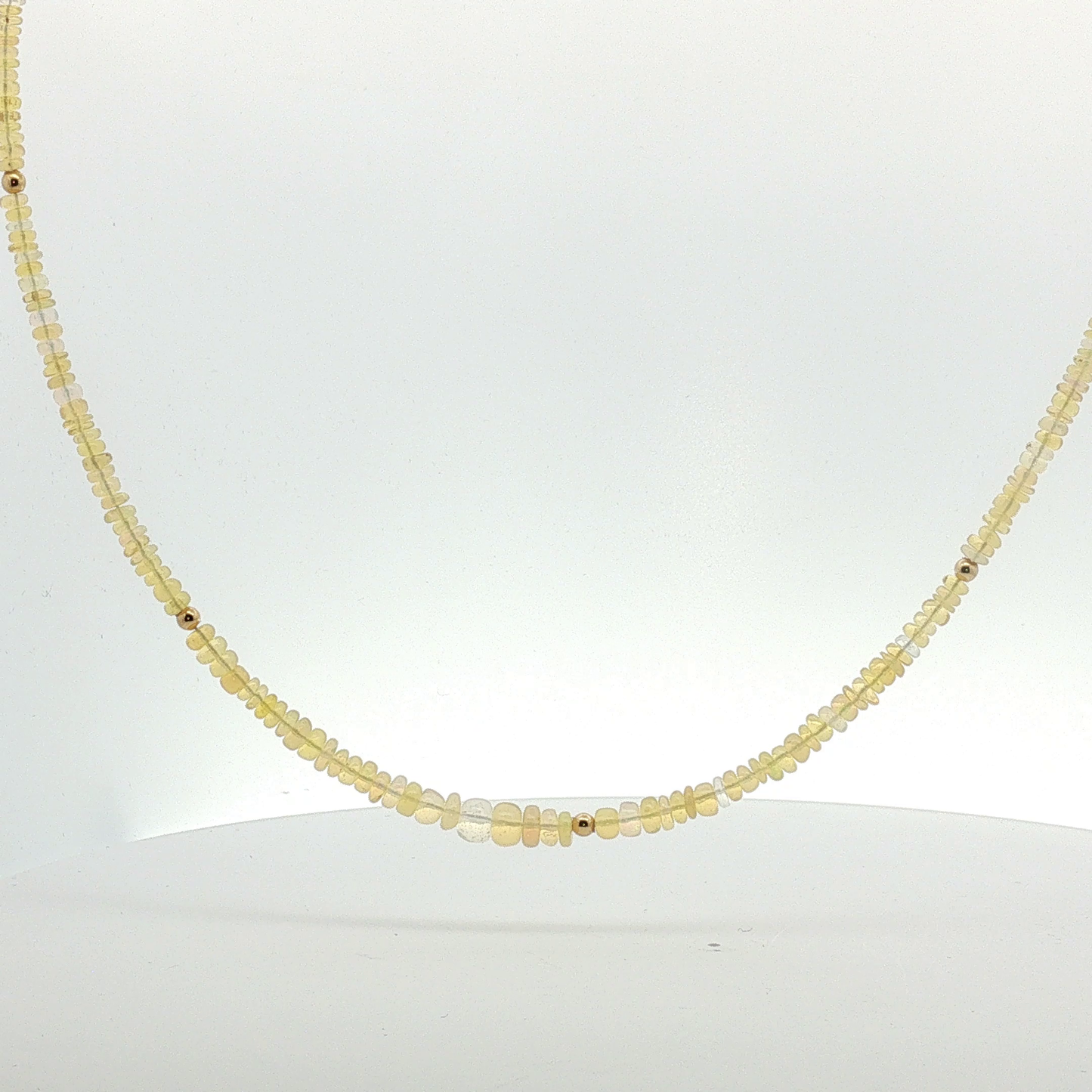 Faceted Opal Beaded Necklace with Yellow Gold Accents / ABL-AEOEE
