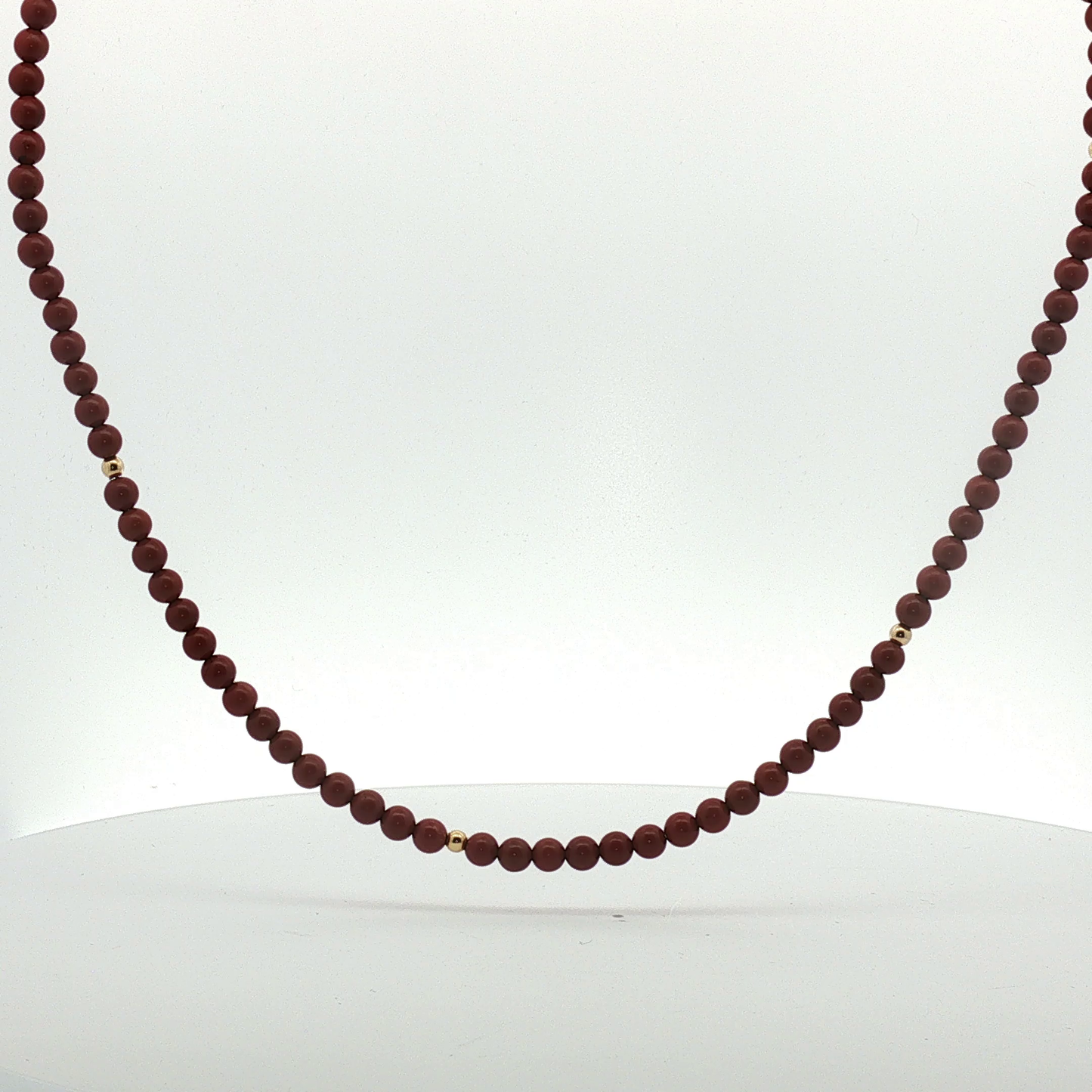 Round Garnet Beaded Necklace with Yellow Gold Accents / ABA-AEEOU