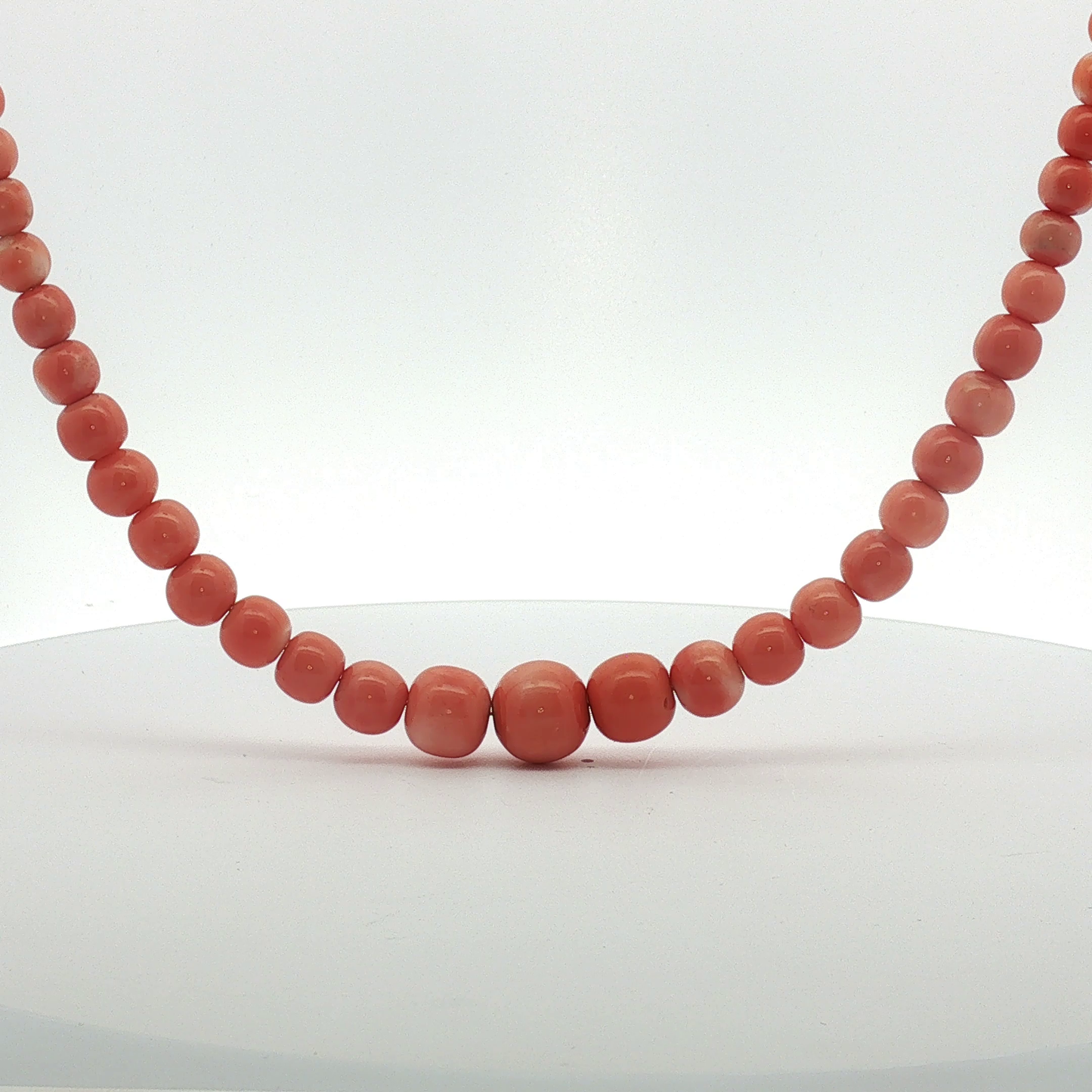 Graduated Salmon Pink Coral Beaded Necklace / AYD-AAREE