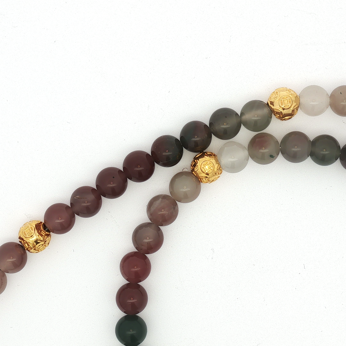 Multi-Color Jade Beaded Necklace with Yellow Gold Accents / RNE-ANLRE
