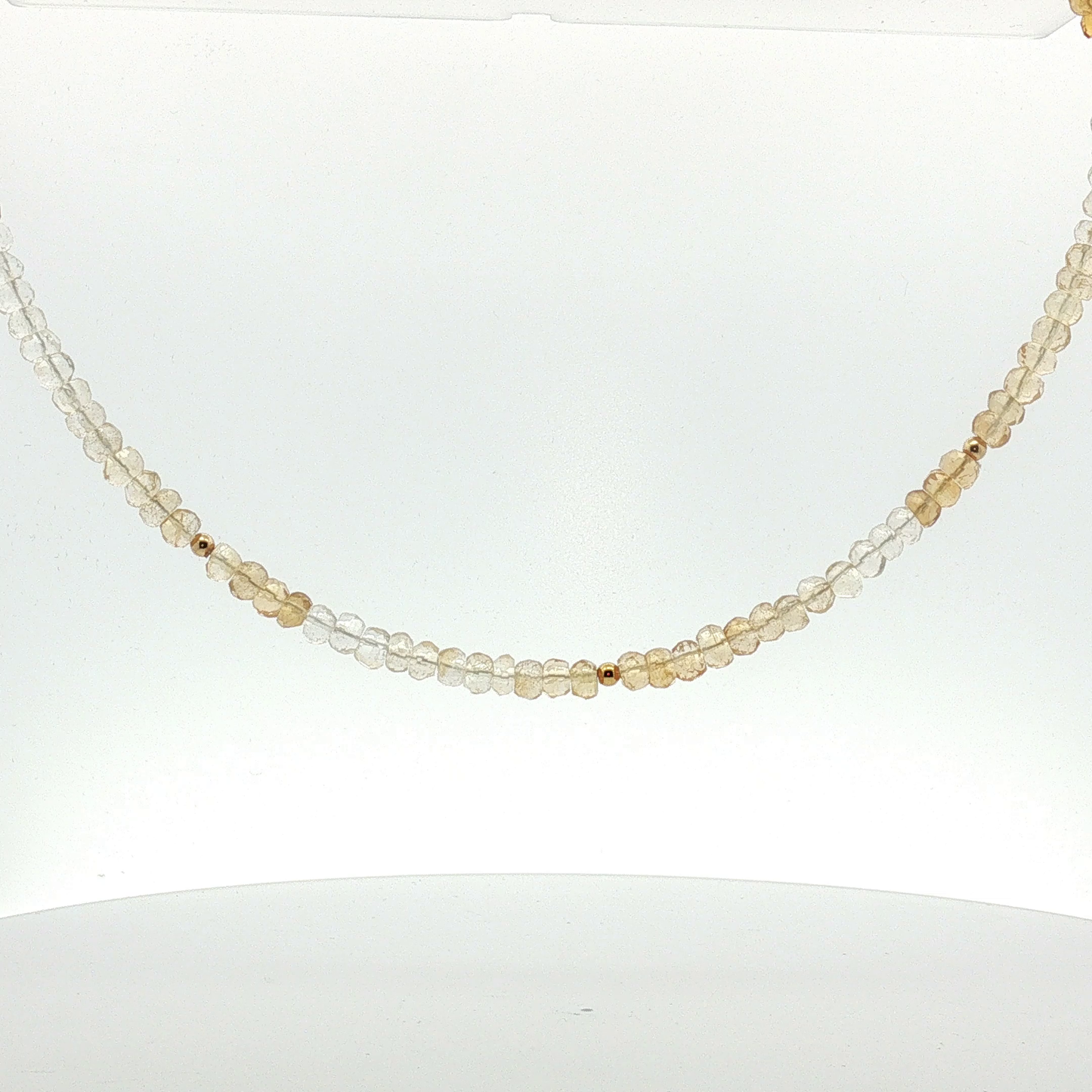 Faceted Citrine Beaded Necklace with Yellow Gold Accents / ABA-AEOU N246584-122325