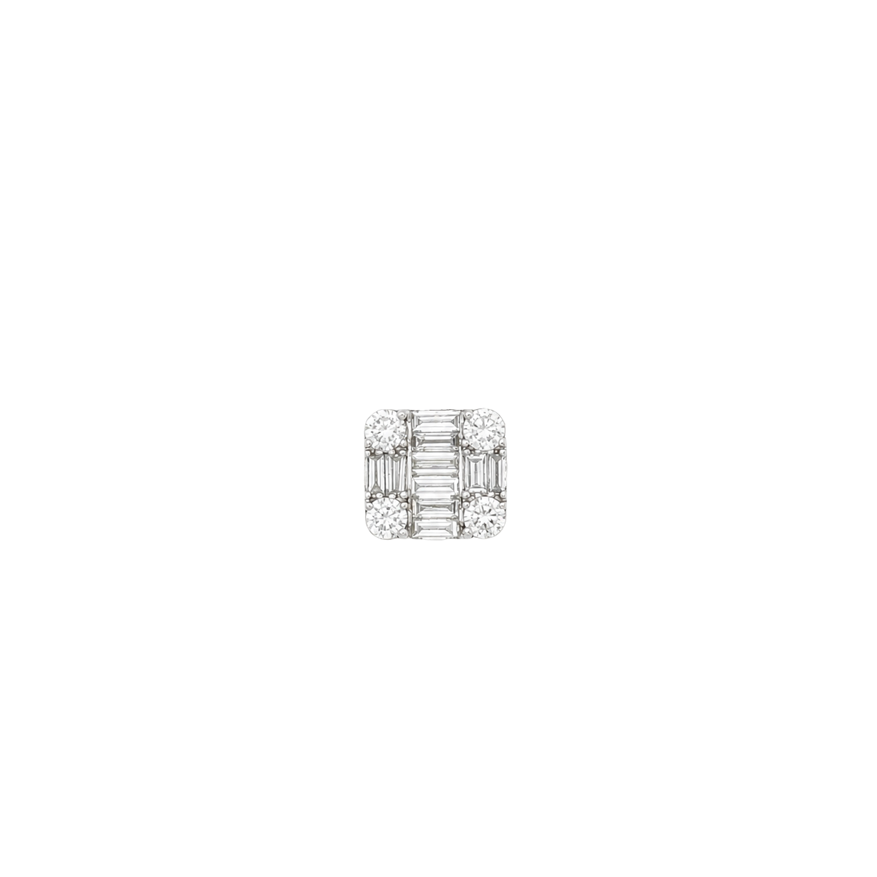 Diamond Illusion Cluster Necklace Pendant — White Gold
