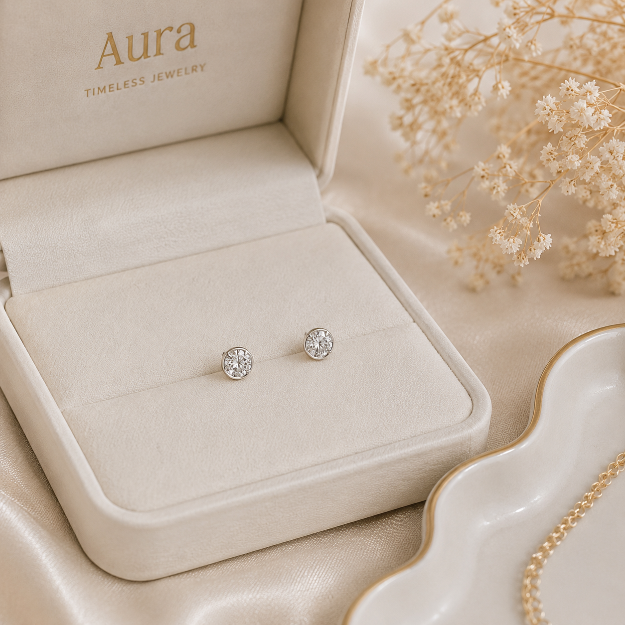 Diamond Stud Earrings in White Gold / AURE-AEEEEE