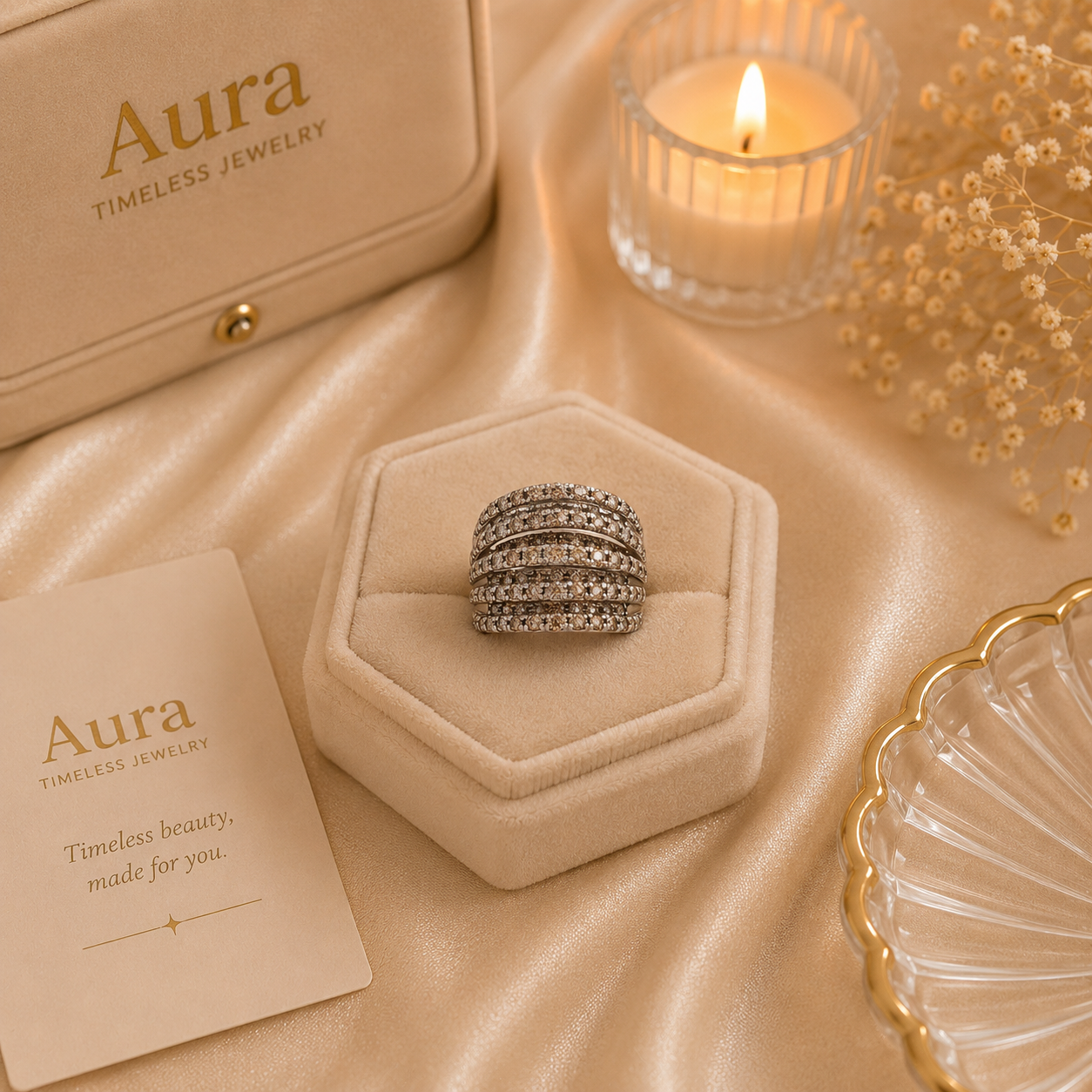 Multi-Row Fancy Brown Diamond Band Ring in White Gold / AREE-BEBLL