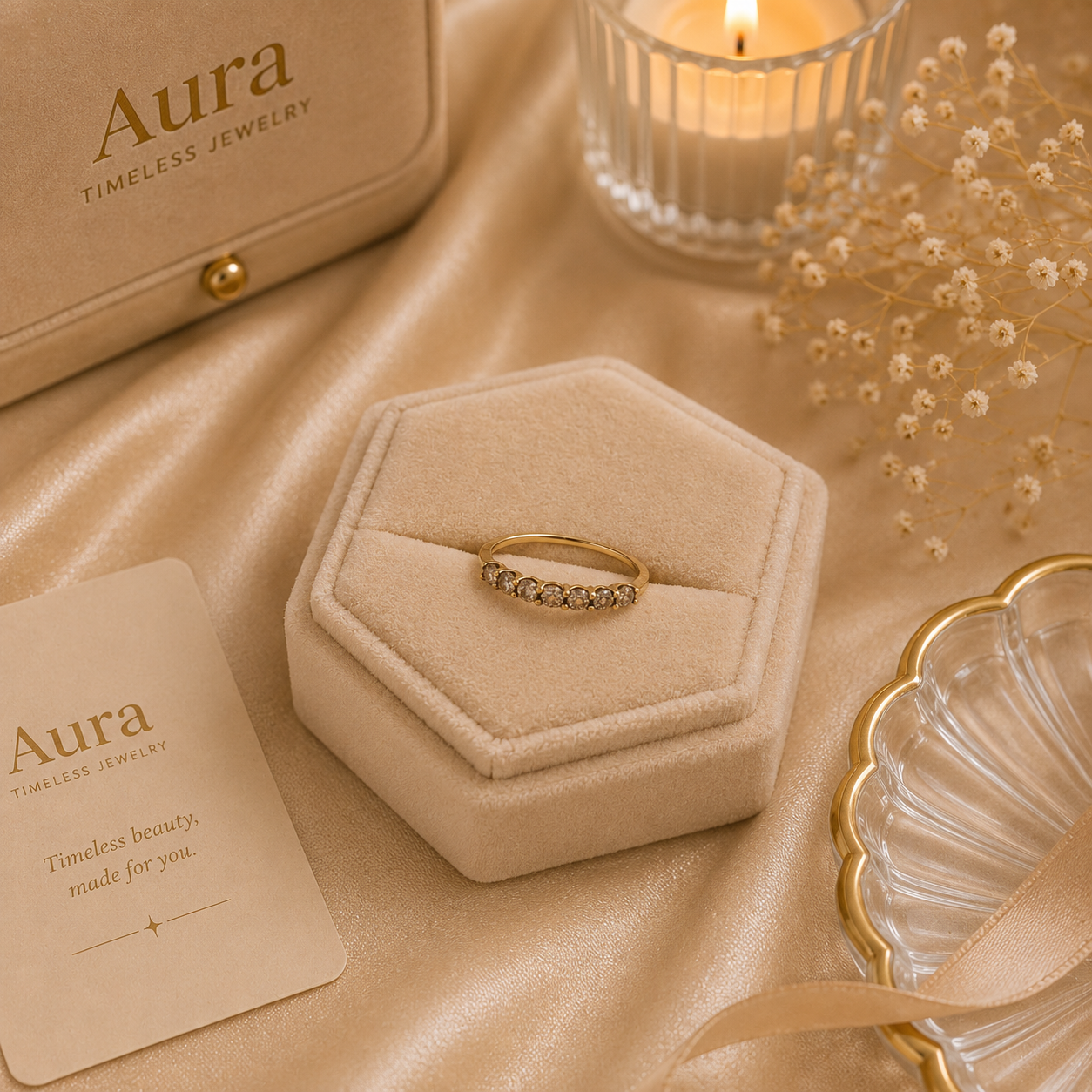 Multi-Stone Diamond Stackable Ring in Yellow Gold / AUA-AEEEE