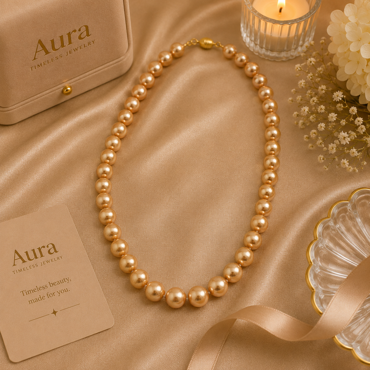 Golden Pearl Strand Necklace