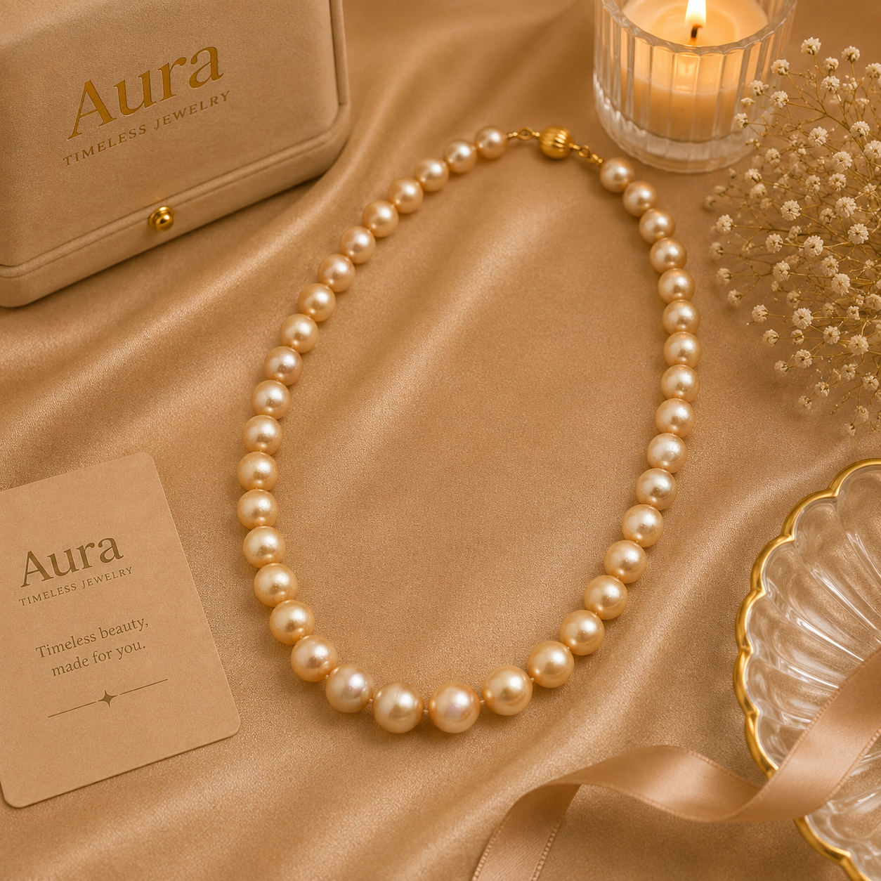 Golden Pearl Strand Necklace / LYL-NLEEE