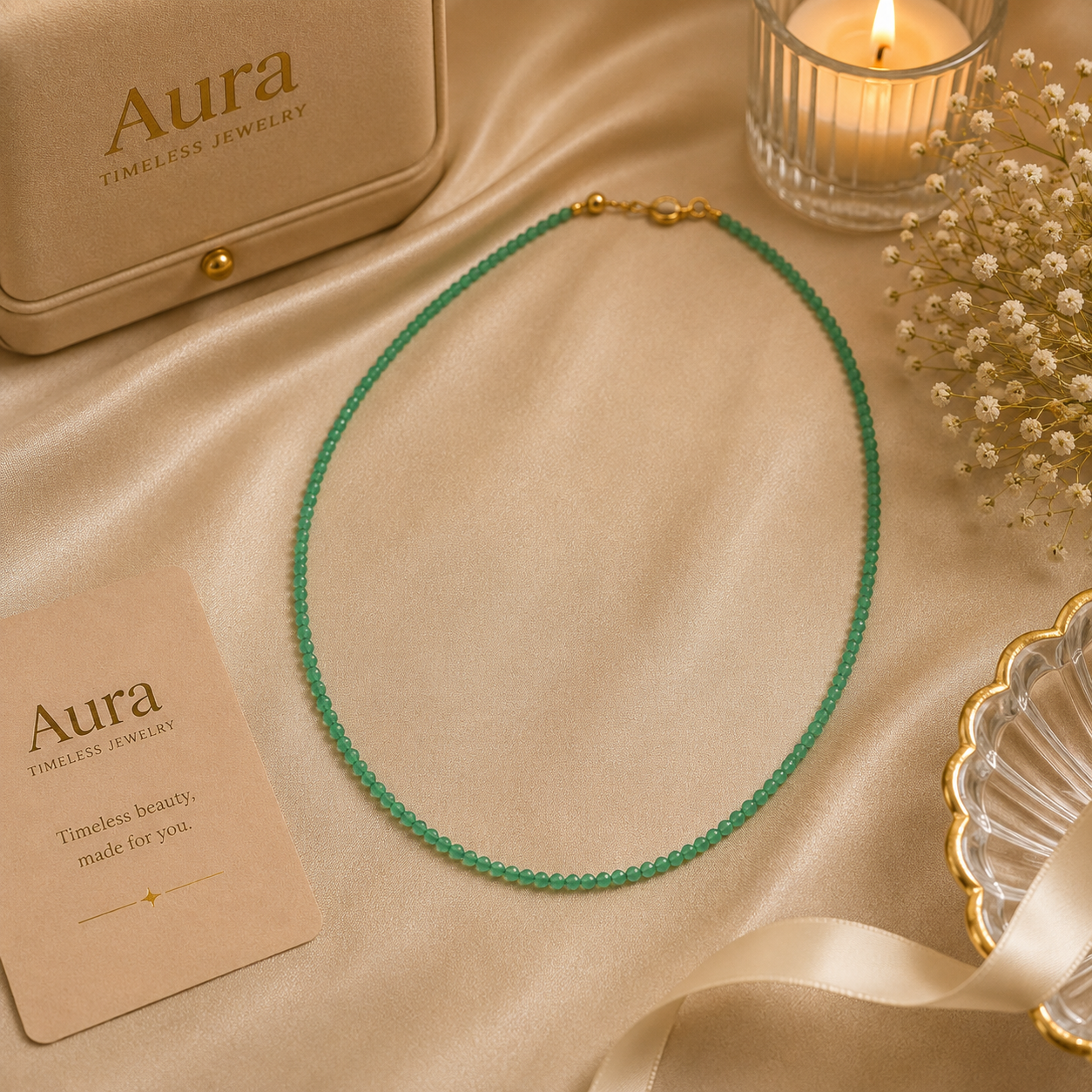 Faceted Emerald Beaded Necklace