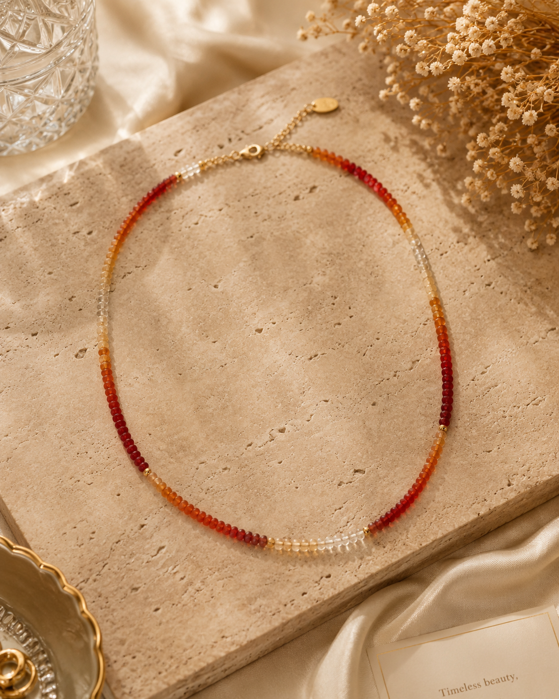 Faceted Gradient Garnet Beaded Necklace / ADN-YDRD