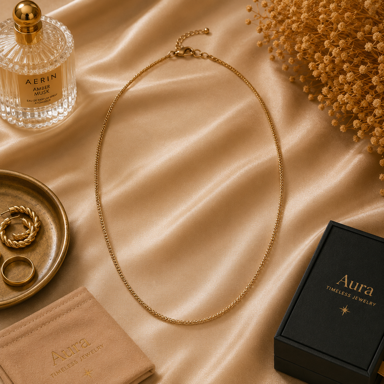 Classic Yellow Gold Textured Chain Necklace / ARU-PG C246747-060126