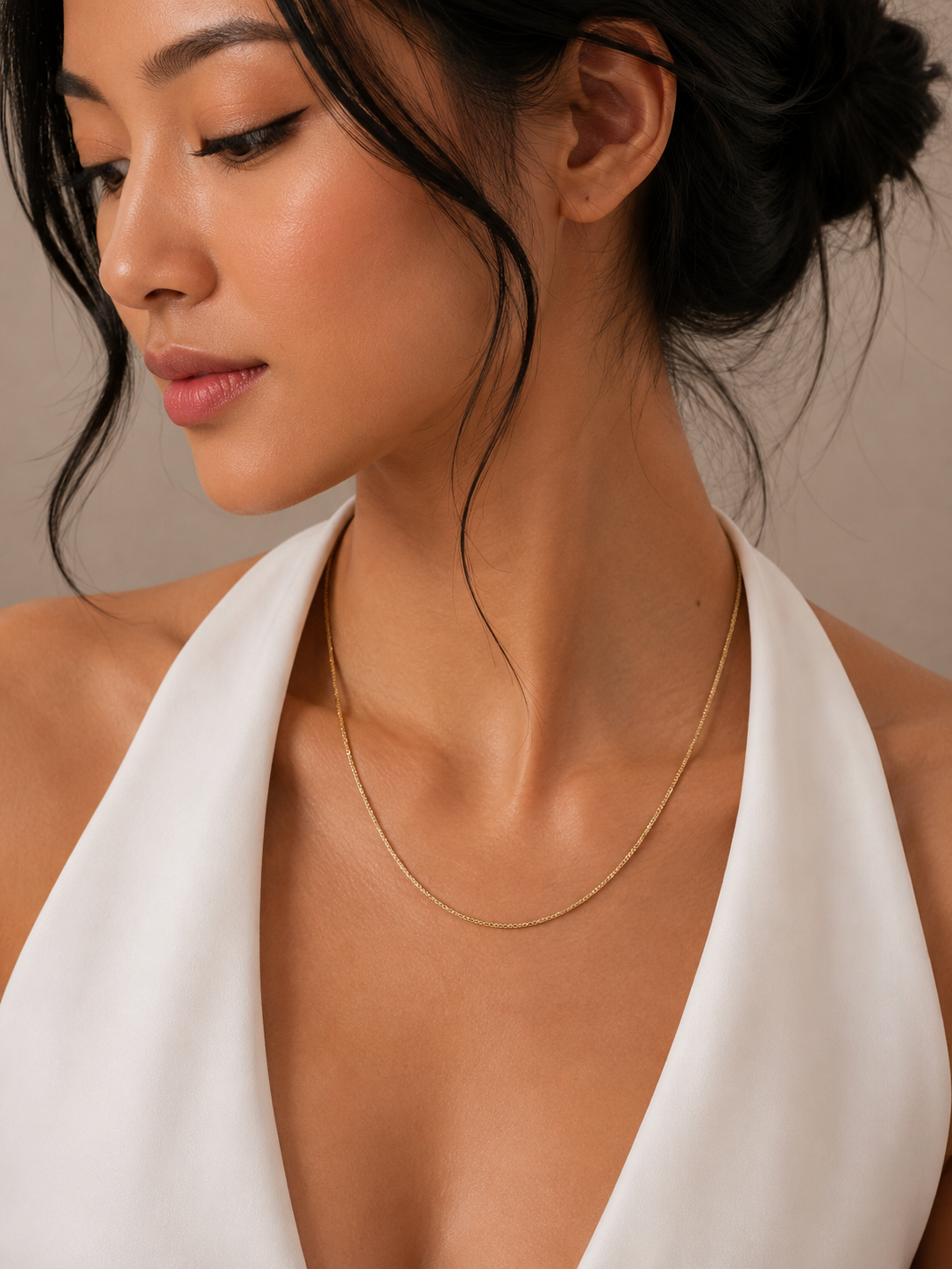 Classic Yellow Gold Textured Chain Necklace / ARU-PG C246747-060126